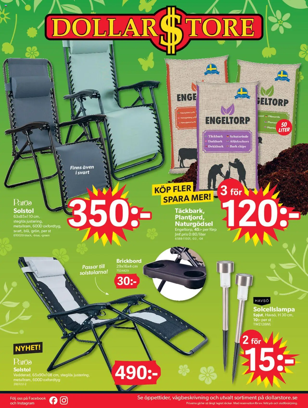 Dollar Store reklamblad aktuell från 07.04.2025 | Sida: 16 | Produkter: Täckbark, Galler, Solstol, Chips