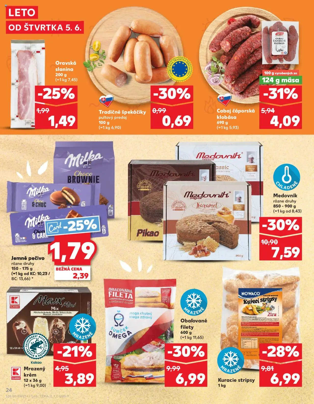Nové Kaufland akcie – leták je platný od 05.06.2025 | Strana: 24 | Produkty: Slanina, Klobása, Krém, Kakao