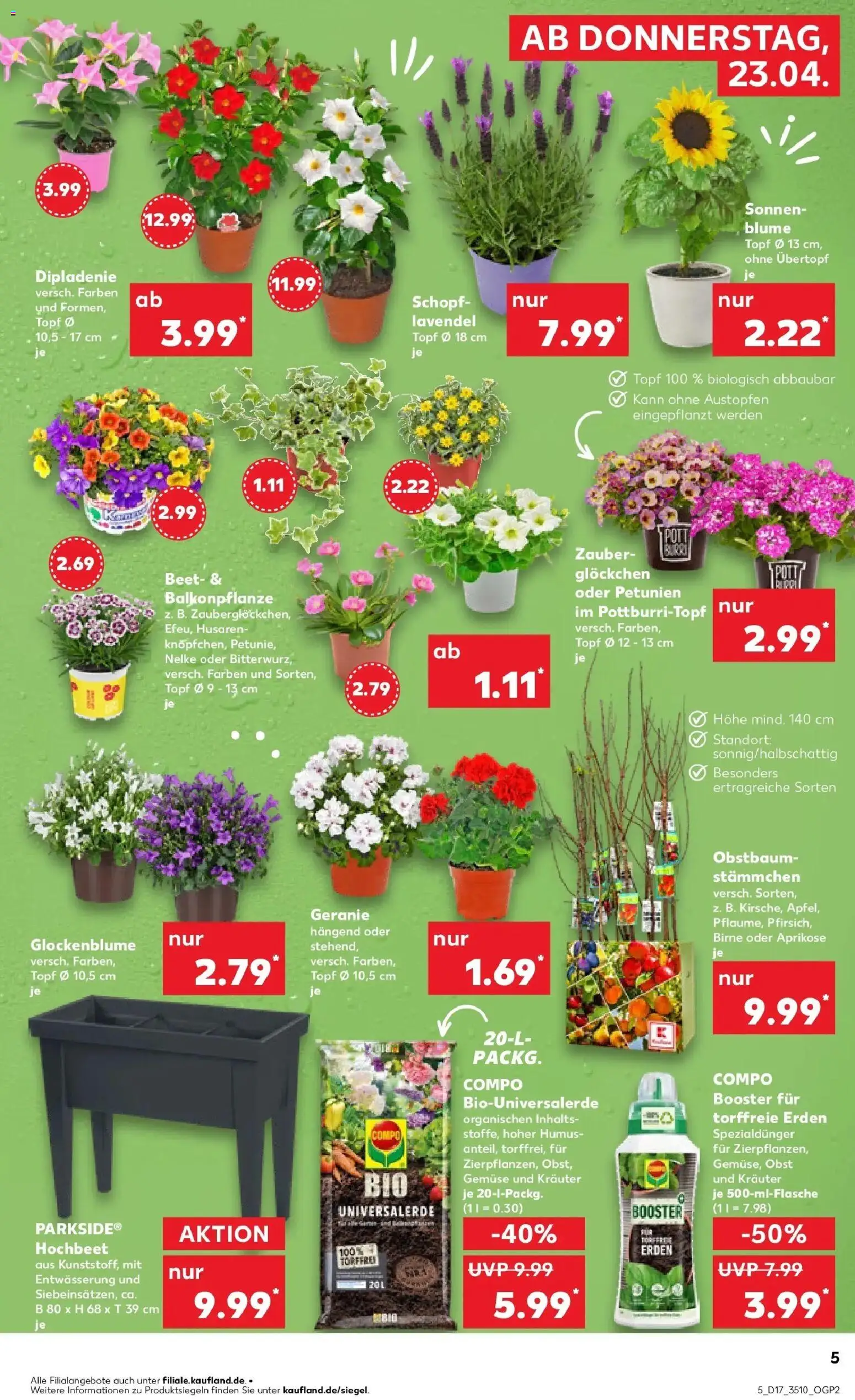 Kaufland Prospekt Halle (Saale)	 – gültig ab 23.04.2026 | Seite: 5 | Produkte: Hochbeet, Gemüse, Obst, Lavendel