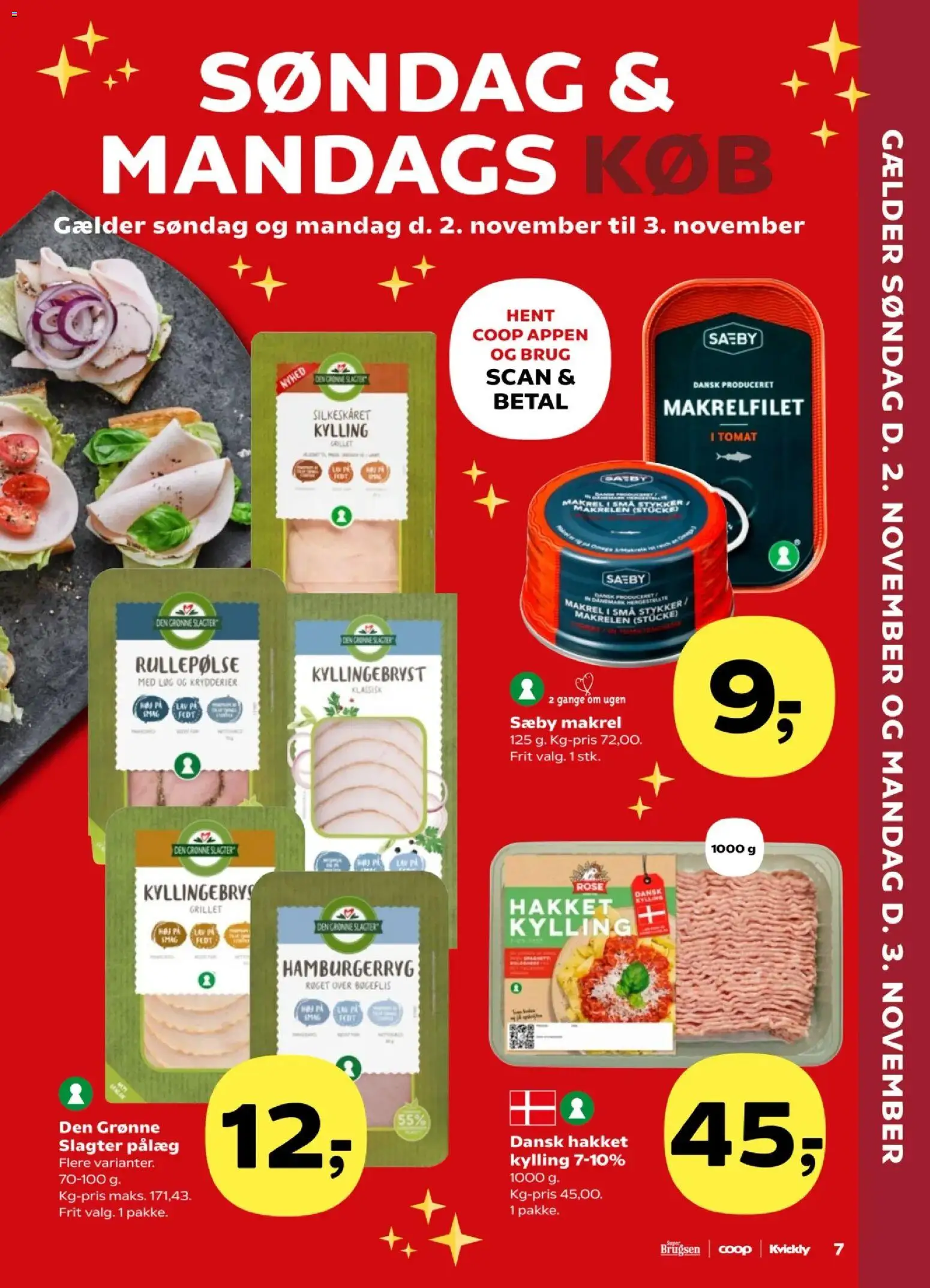 Kvickly tilbudsavis – gyldig fra 31.10.2025 | Side: 7 | Produkter: Pålæg, Rullepølse, Makrel, Hamburgerryg