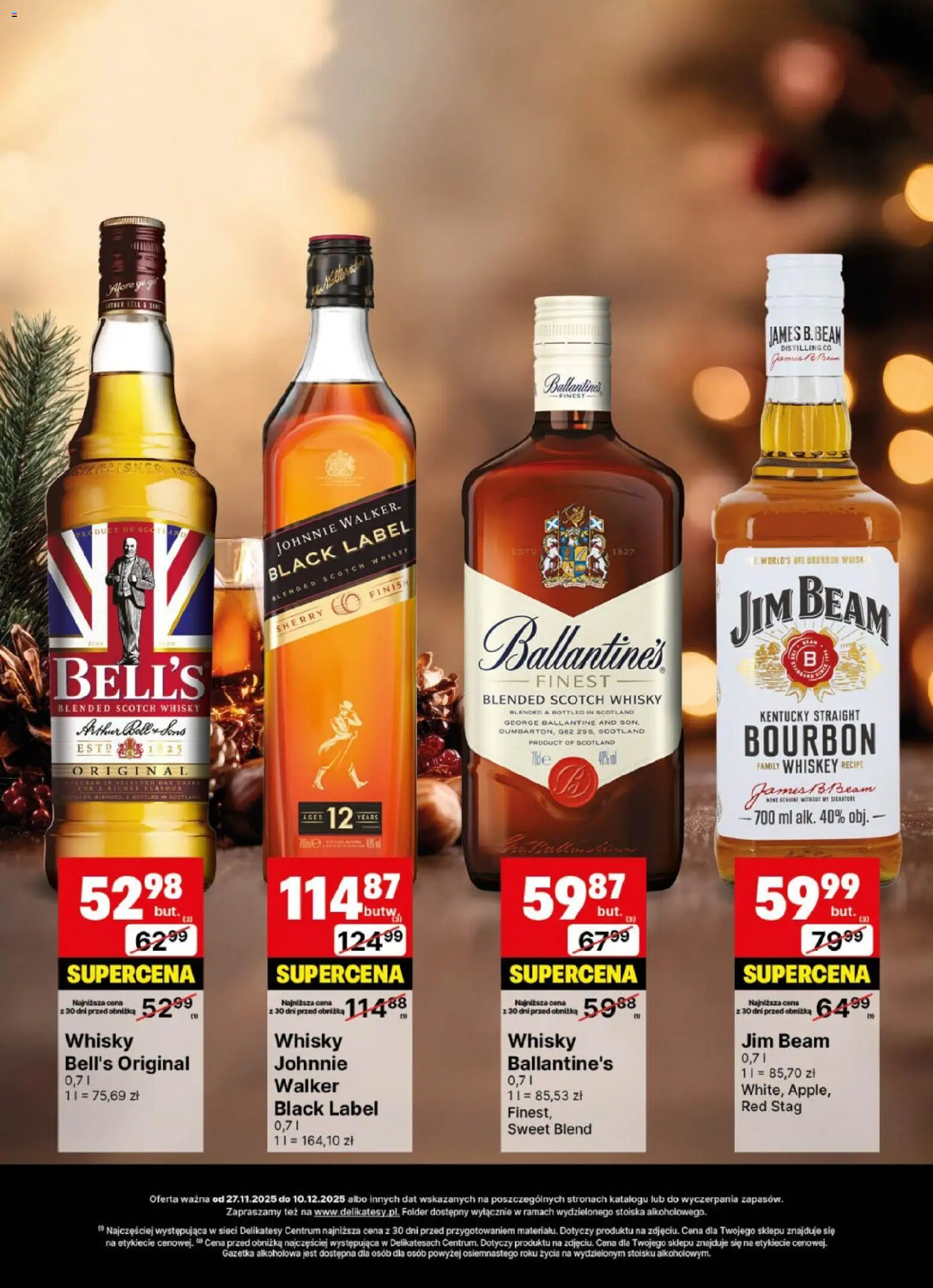 Delikatesy Centrum Gazetka - DeliBarek od 27.11.2025 | Strona: 23 | Produkty: Bourbon, Jim Beam, Bell, Whisky
