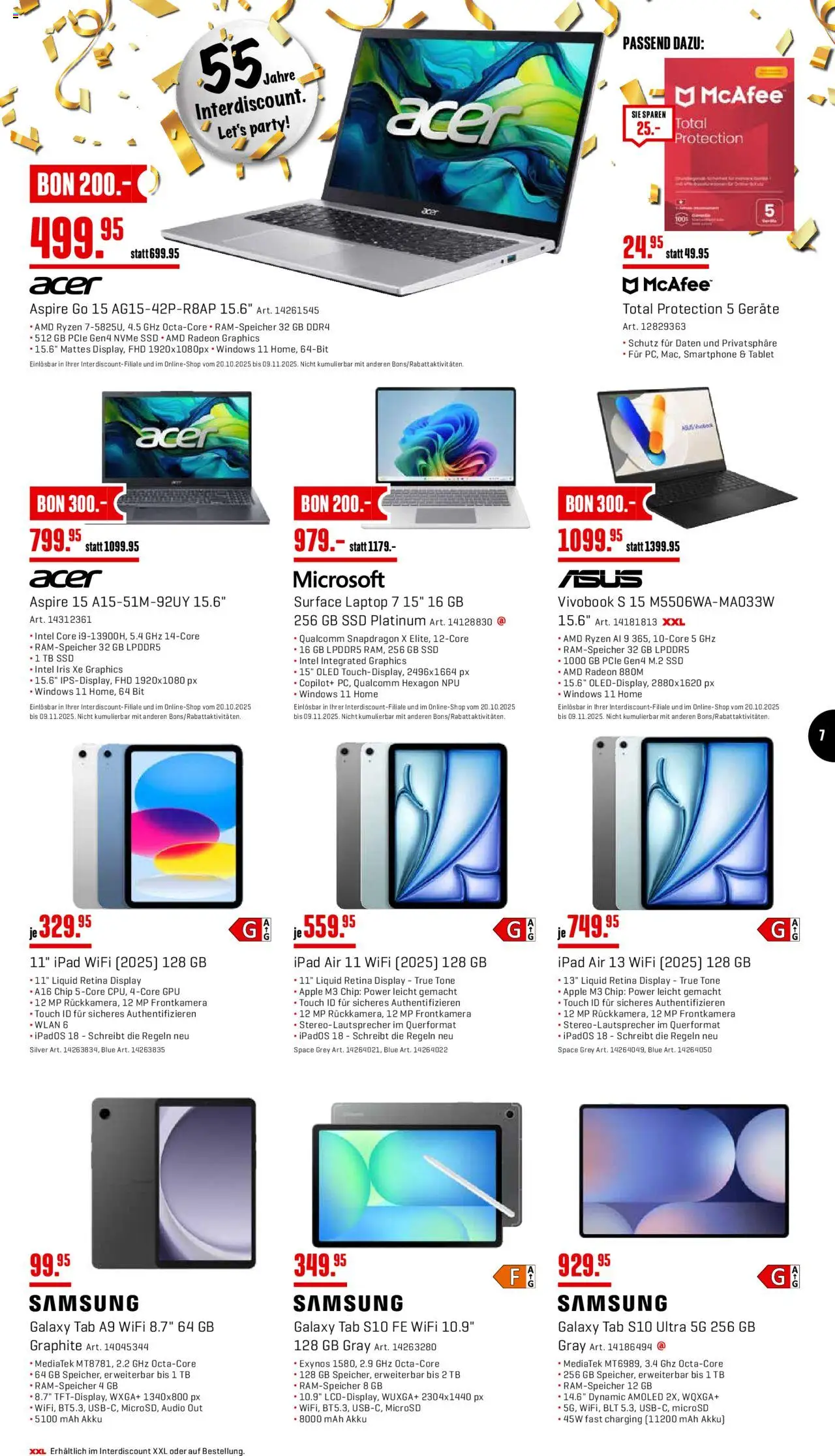 Interdiscount Aktionen – gültig ab 20.10.2025 | Seite: 7 | Produkte: Audio, Tablet, Samsung, Ipad