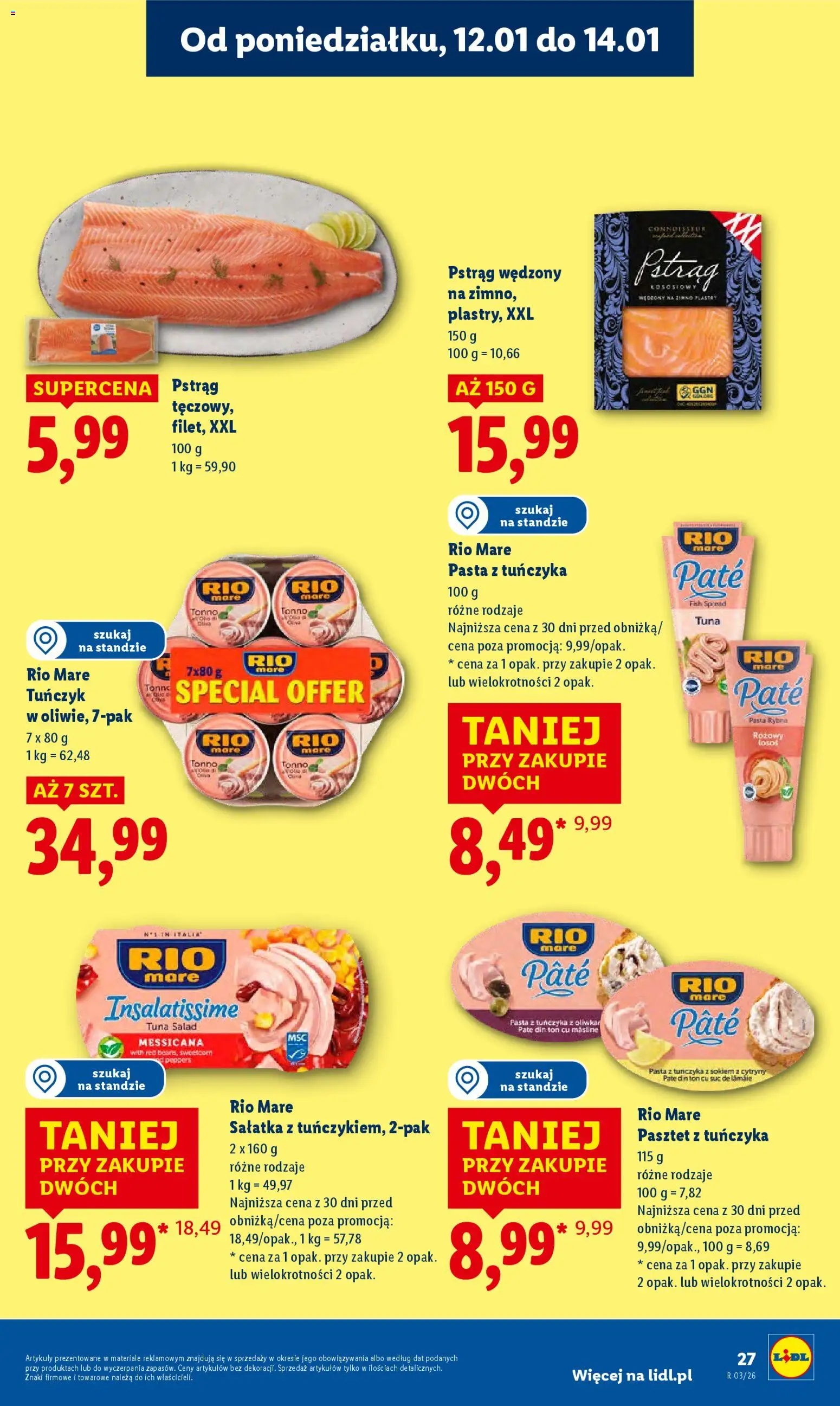 Lidl Gazetka od 12.01.2026 | Strona: 27 | Produkty: Cytryny, Pstrąg, Łosoś, Sałatka