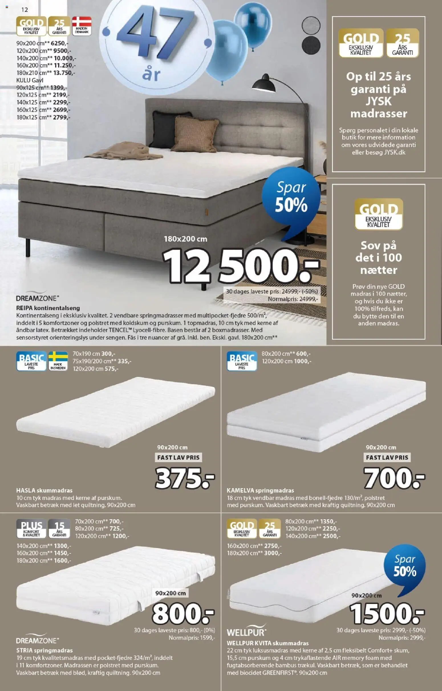 JYSK tilbudsavis – gyldig fra 10.04.2026 | Side: 12 | Produkter: Madras, Søm