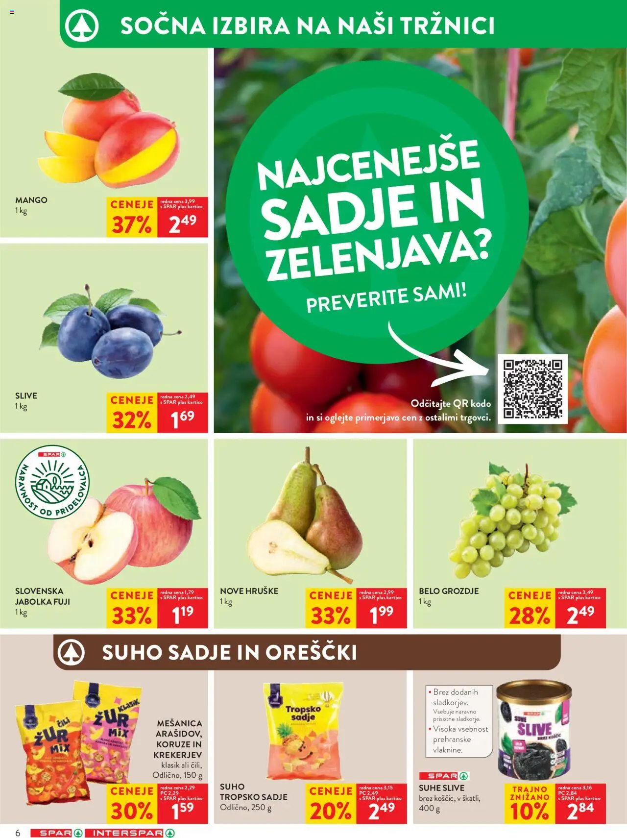 Spar katalog 32/25 │ velja od 06.08.2025 | Stran: 8 | Izdelki: Suhe slive, Sadje, Mango, Hruške