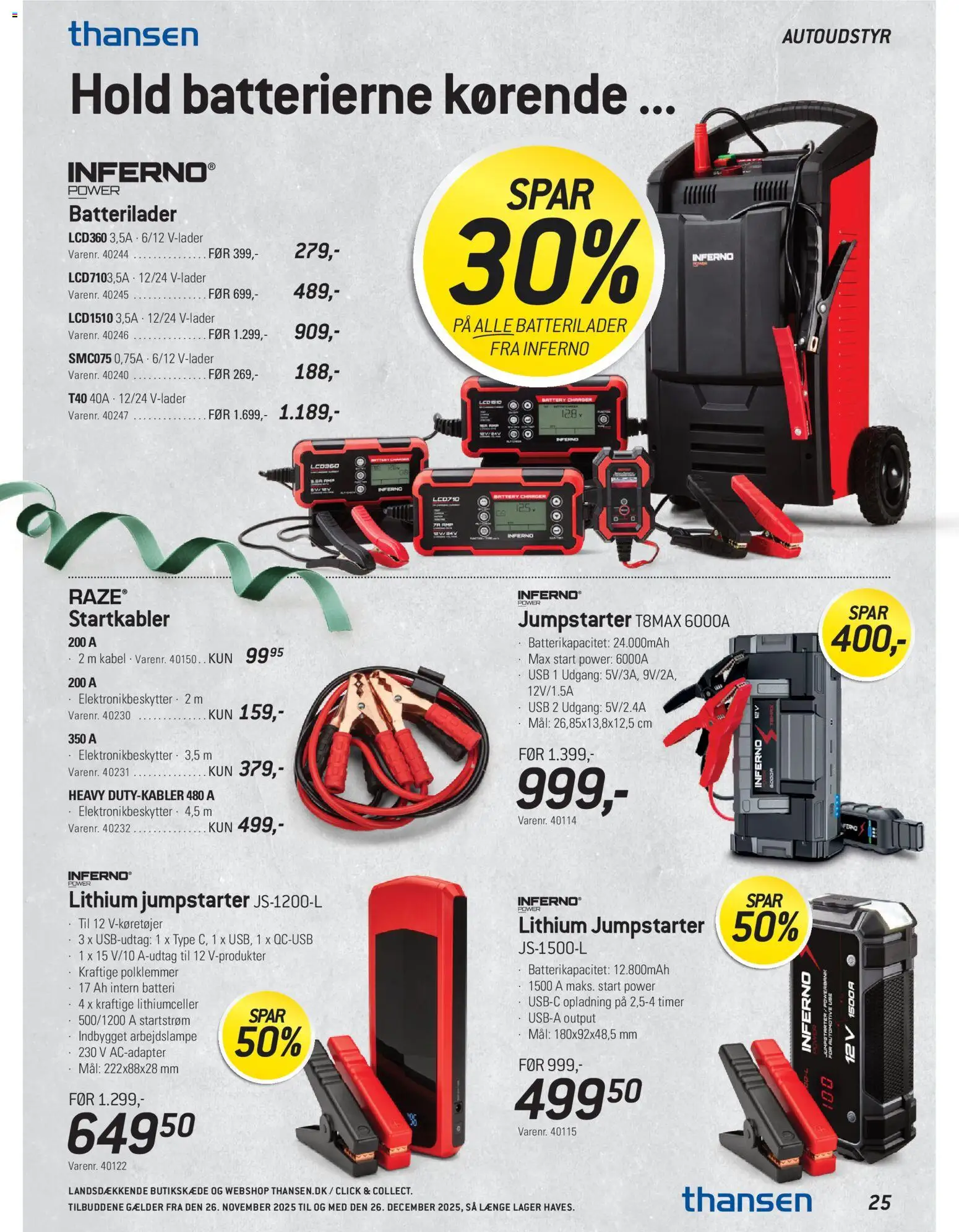 Thansen tilbudsavis – gyldig fra 26.11.2025 | Side: 25 | Produkter: Powerbank, USB, Kabel, Batteri