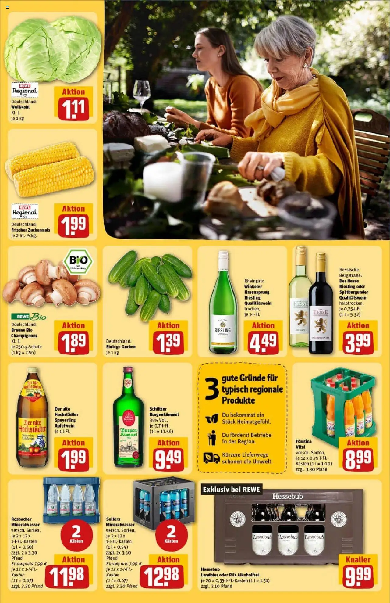Rewe prospekt Butzbach	 - gültig ab dem 27.07.2025 | Seite: 23 | Produkte: Pils, Mineralwasser, Champignons, Gurken
