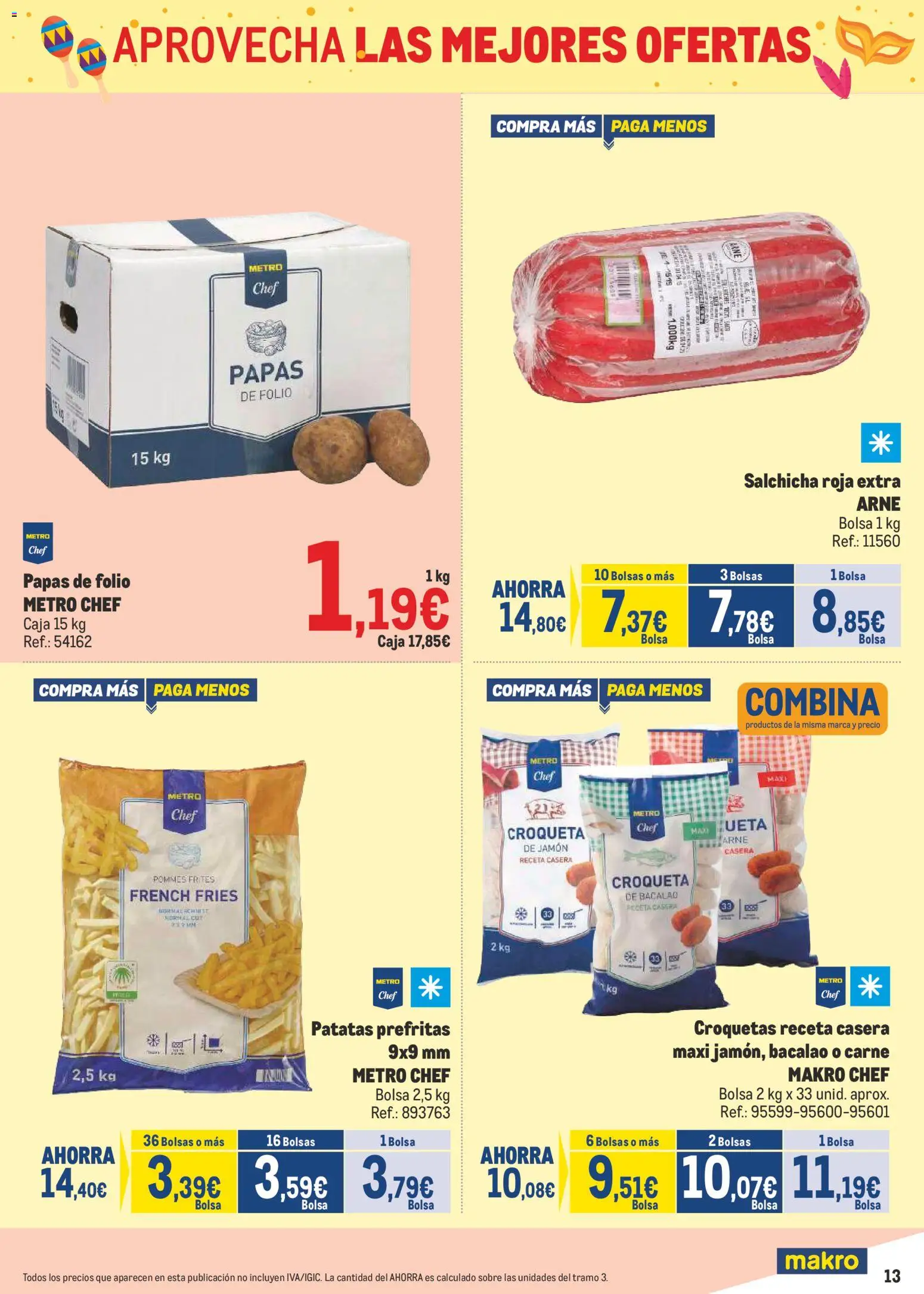 Makro - Precios Canarias │ válido desde el 02.02.2026 | Página: 13 | Productos: Jamón, Bolsa, Croquetas, Caja