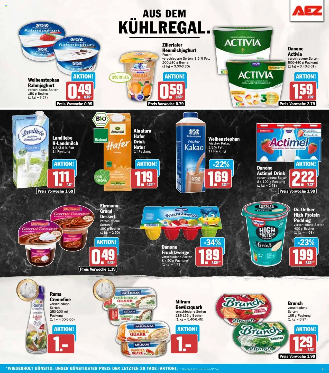 AEZ Prospekt 	 - gültig ab dem 18.08.2025 | Seite: 9 | Produkte: Activia, Fruchtzwerge, Paprika, Milram