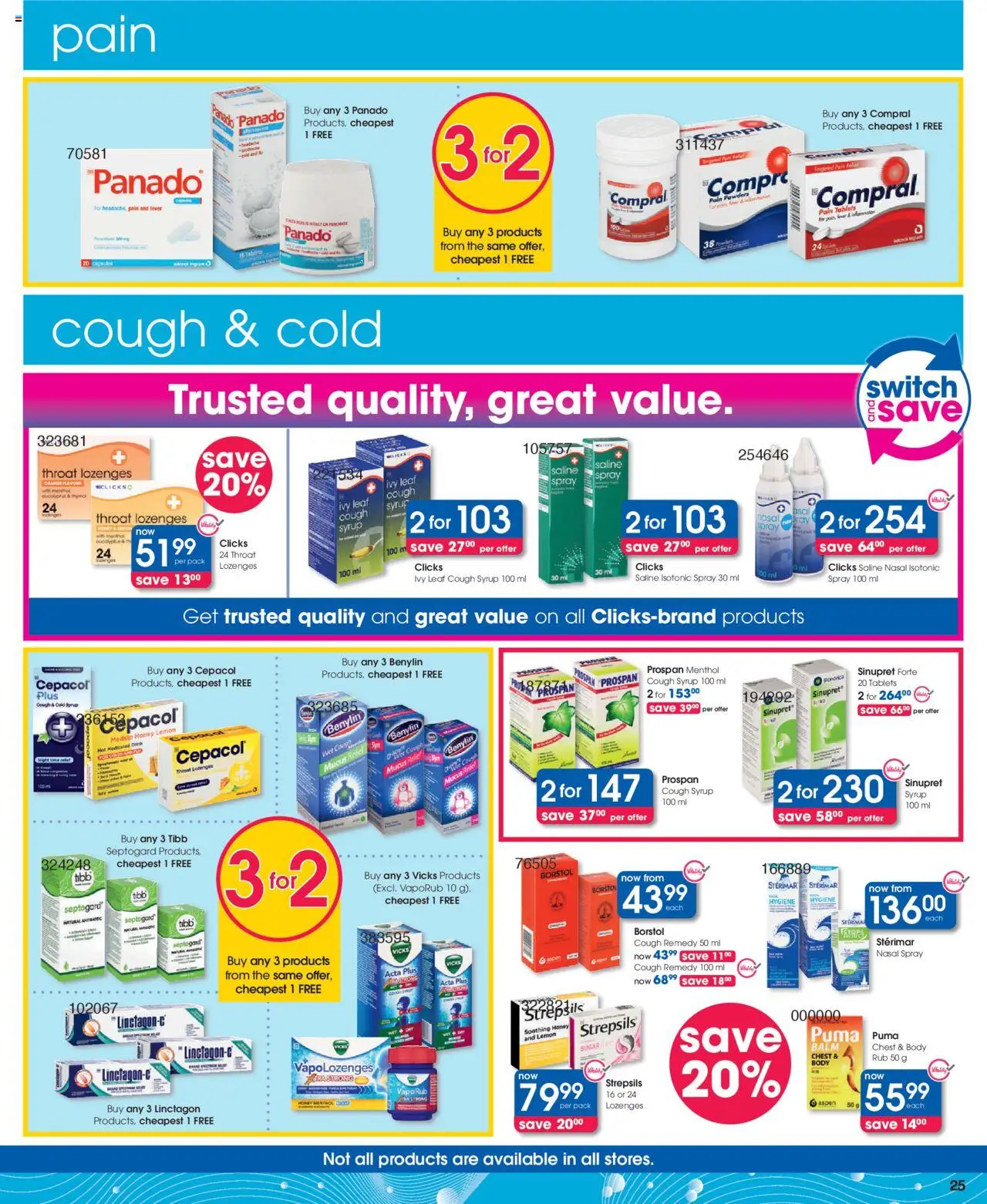 Clicks Specials │ valid from 07.08.2025 | Page: 21 | Products: Cough syrup, Switch, Lemon, Nasal spray