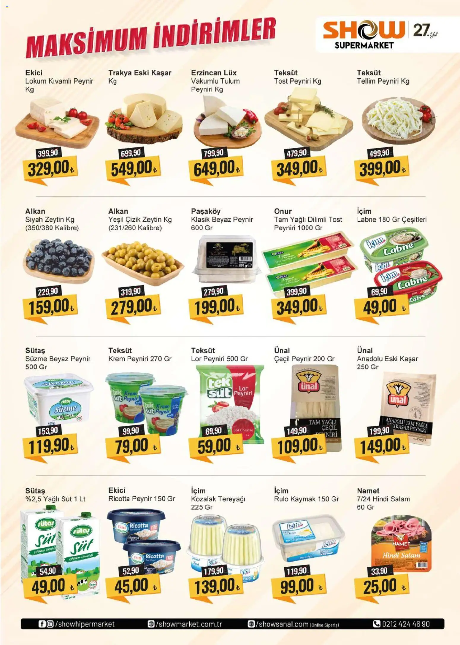 Show Market Katalog - 27.03.2026 tarihinden itibaren geçerlidir | Sayfa: 2 | Ürünler: Süt, Salam, Ekici, Zeytin