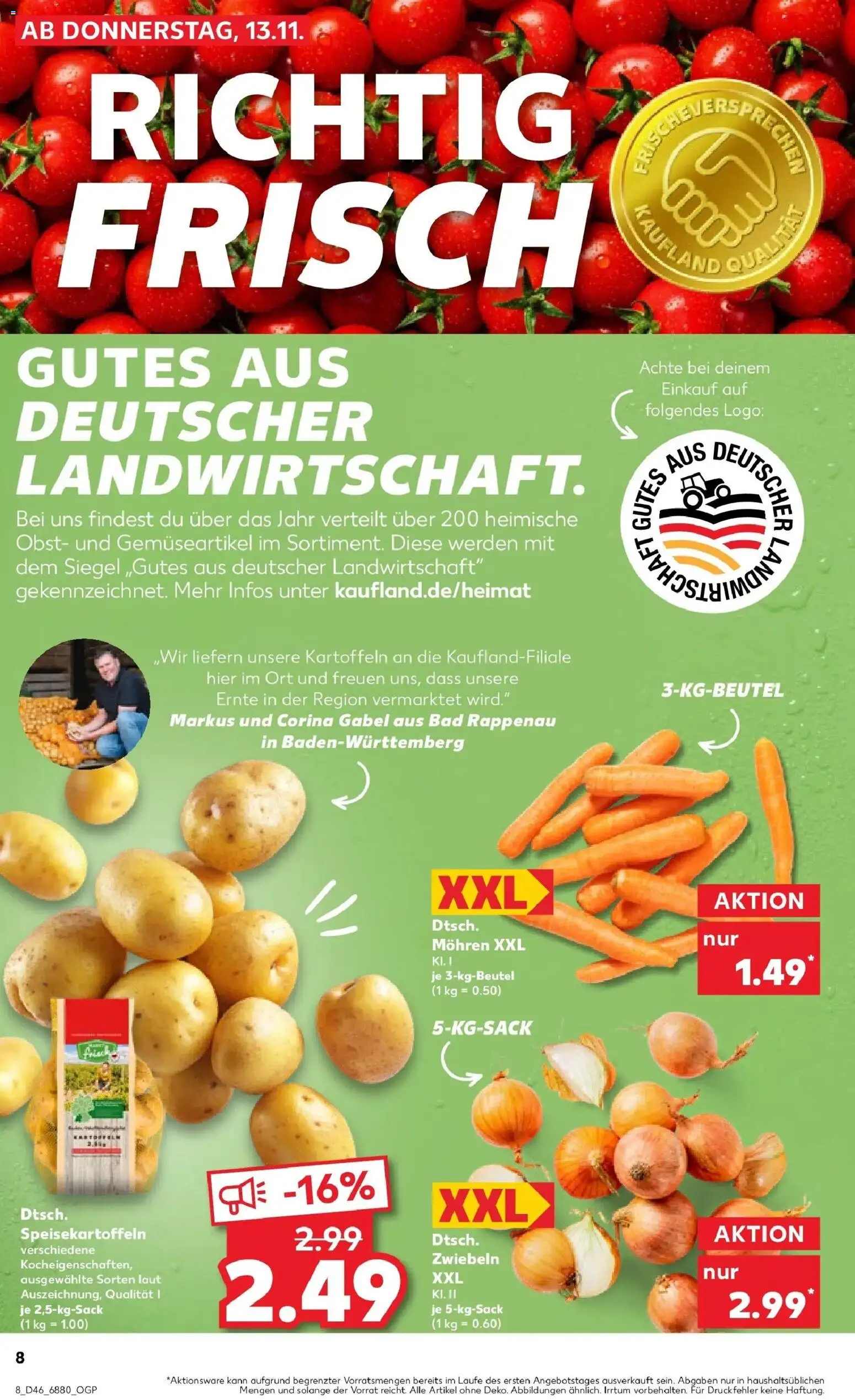 Kaufland prospekt Bad Kreuznach	 – gültig ab 17.11.2025 | Seite: 8 | Produkte: Bad, Kartoffeln, Zwiebeln, Obst