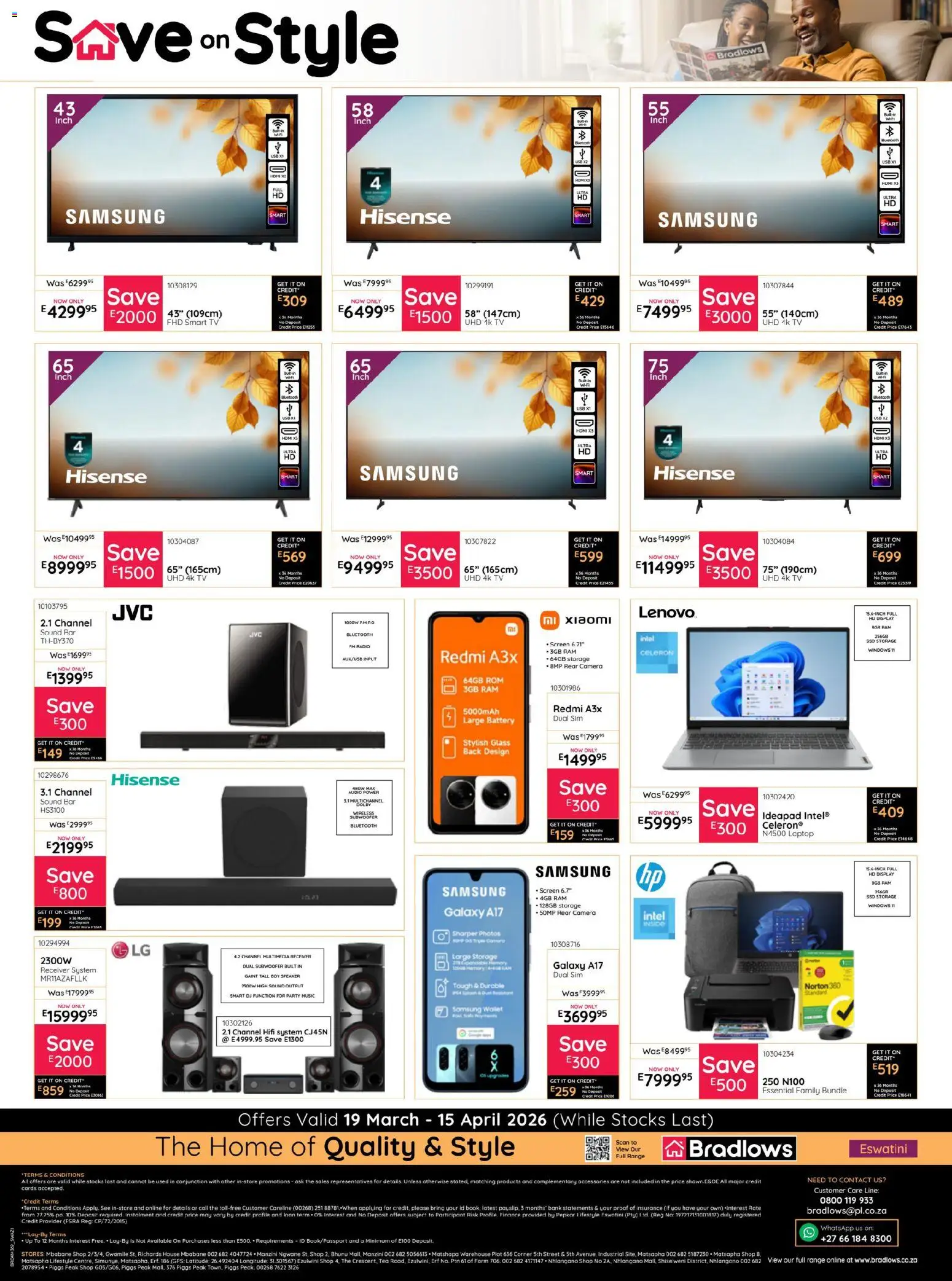 New Bradlows Eswatini Catalogue catalogue – valid from 19.03.2026 | Page: 8 | Products: Audio, Wallet, TV, Subwoofer