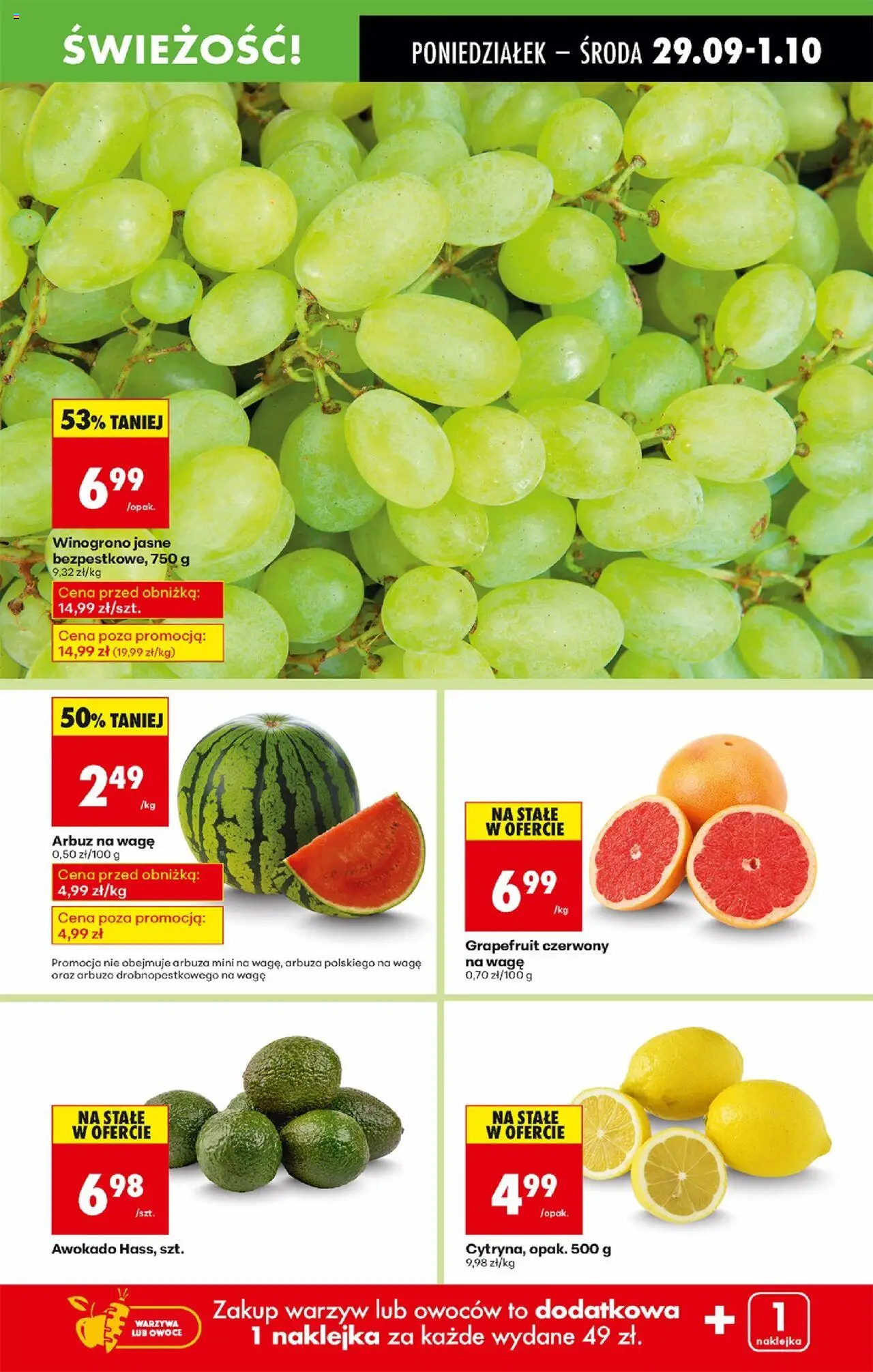Biedronka gazetka od 29.09.2025 | Strona: 19 | Produkty: Arbuz, Winogrono, Awokado, Owoce