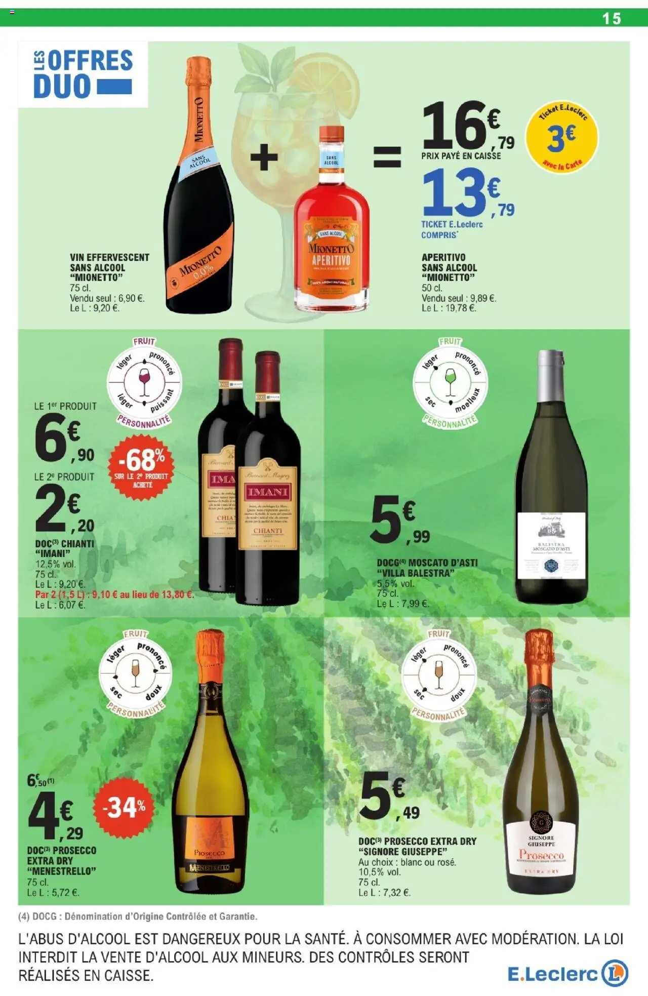 {H1} | Page: 15 | Produits: Alcool, Prosecco, Vin