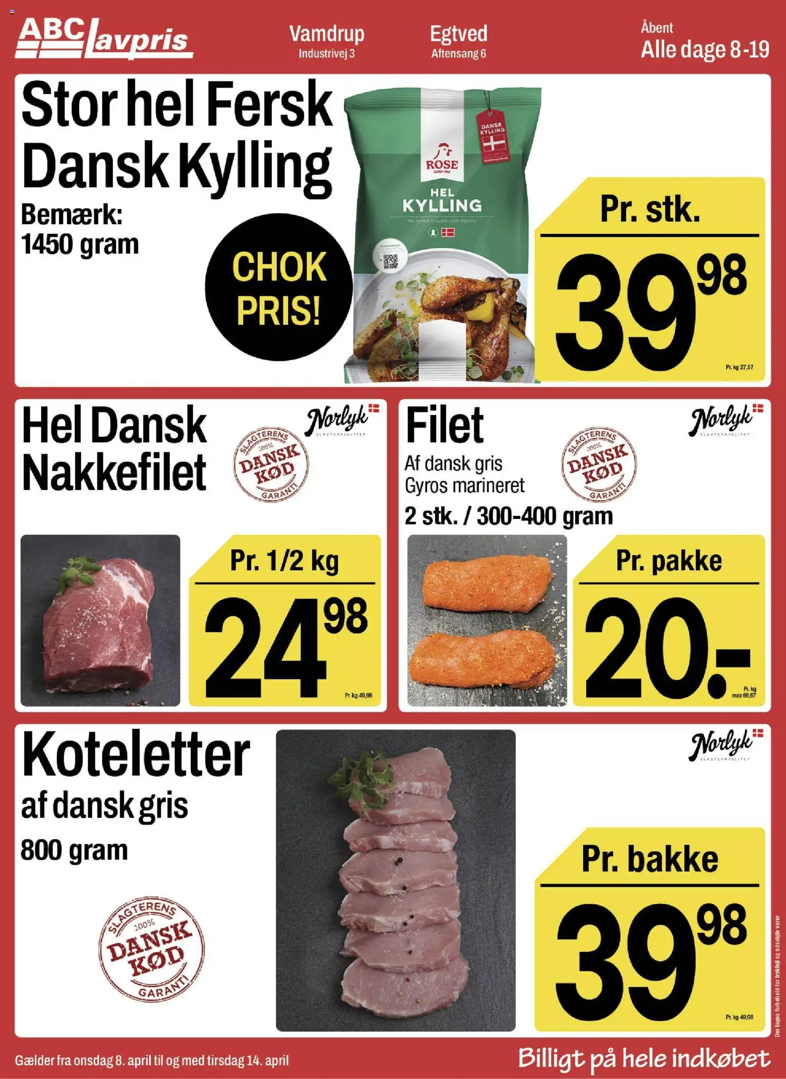 Abc Lavpris tilbudsavis – gyldig fra 08.04.2026 | Side: 4 | Produkter: Koteletter, Nakkefilet