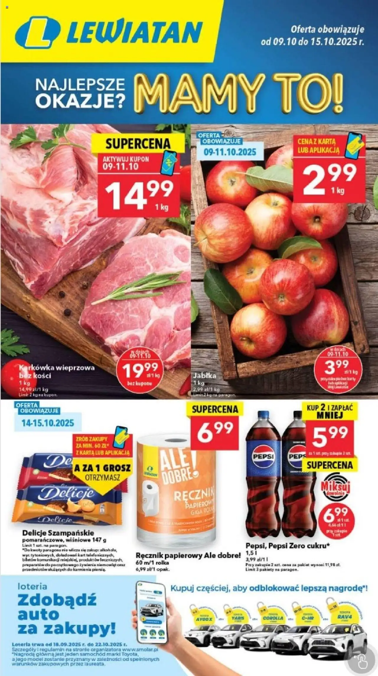 Lewiatan gazetka - Szczecin od 09.10.2025 | Strona: 1 | Produkty: Karta, Pepsi, Alkohol, Ręcznik papierowy