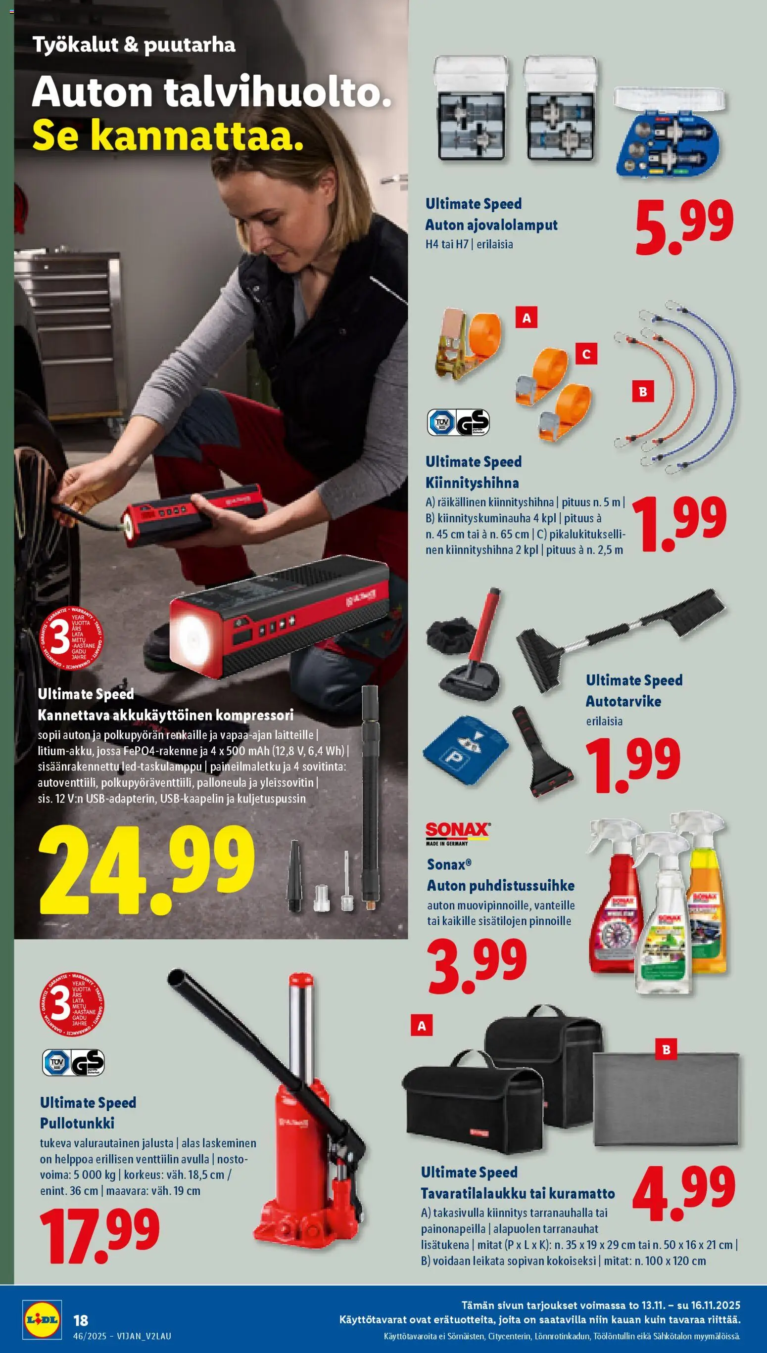 Lidl tarjoukset - Tampere – voimassa 13.11.2025 alkaen | Sivu: 20 | Tuotteet: Jalusta, Kompressori, Puhdistussuihke