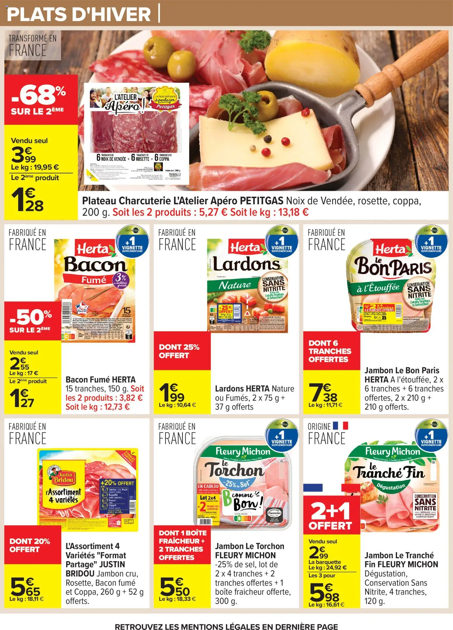 {H1} | Page: 7 | Produits: Plateau, Poids, Lardons, Noix