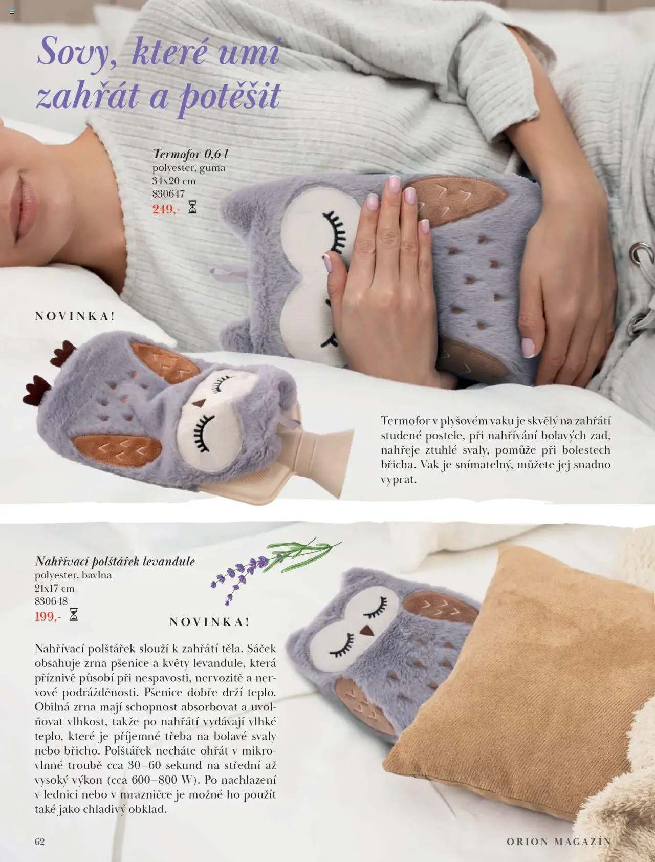 Orion katalog - Podzim/zima od 23.09.2025 | Strana: 62 | Produkty: Termofor, Guma, Nahřívací polštářek, Sáček