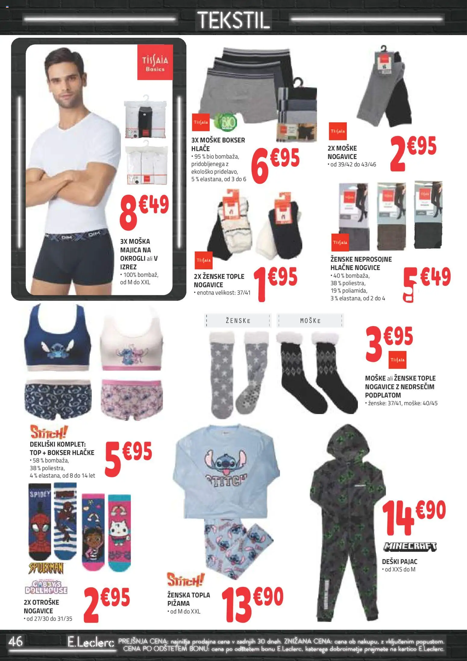 Novi E.leclerc katalog ponudbe – veljaven od 07.01.2026 | Stran: 6 | Izdelki: Pižama, Majica, Hlace, Nogavice