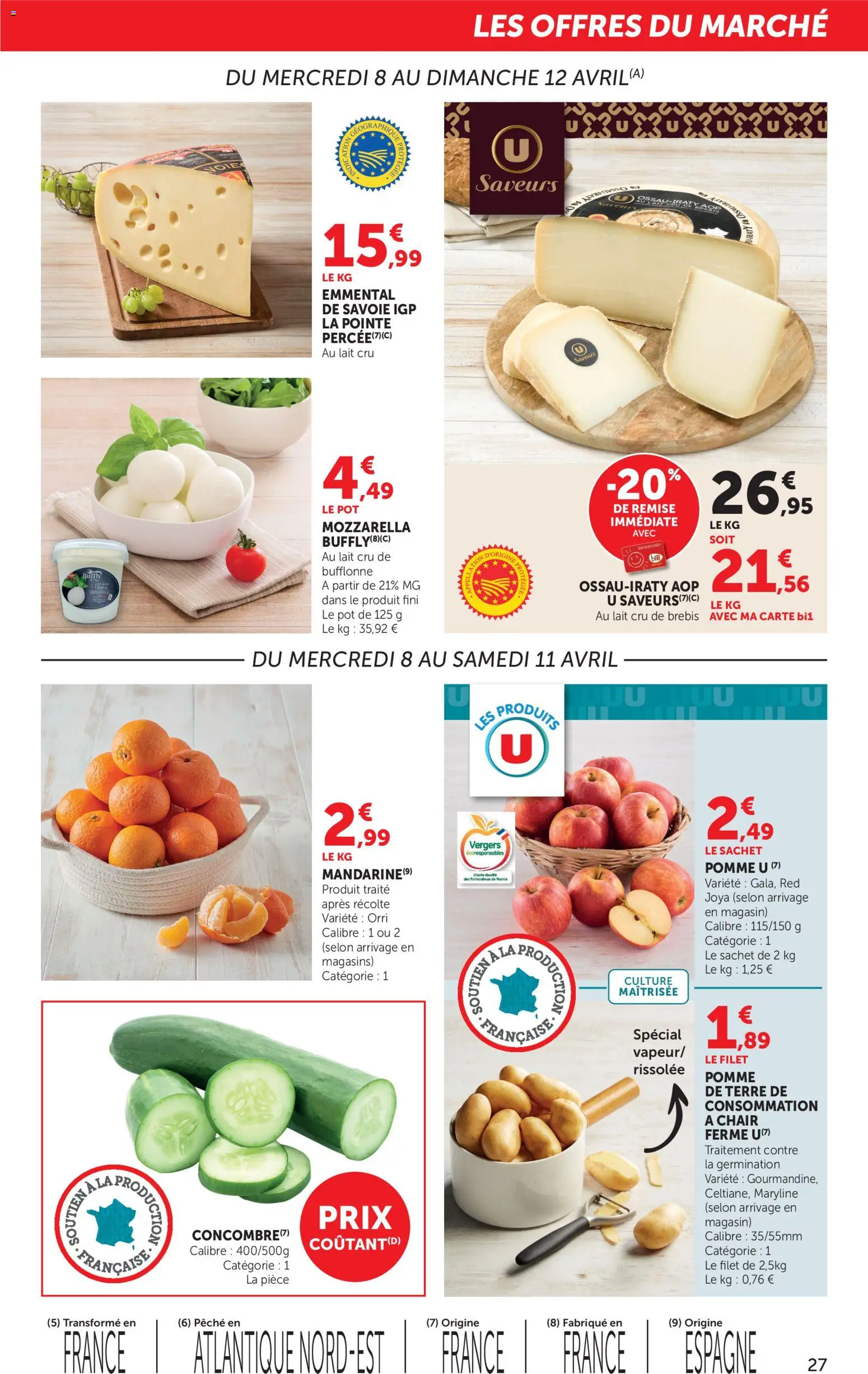 {H1} | Page: 27 | Produits: Pêche, Mozzarella, Pomme de terre de consommation, Lait