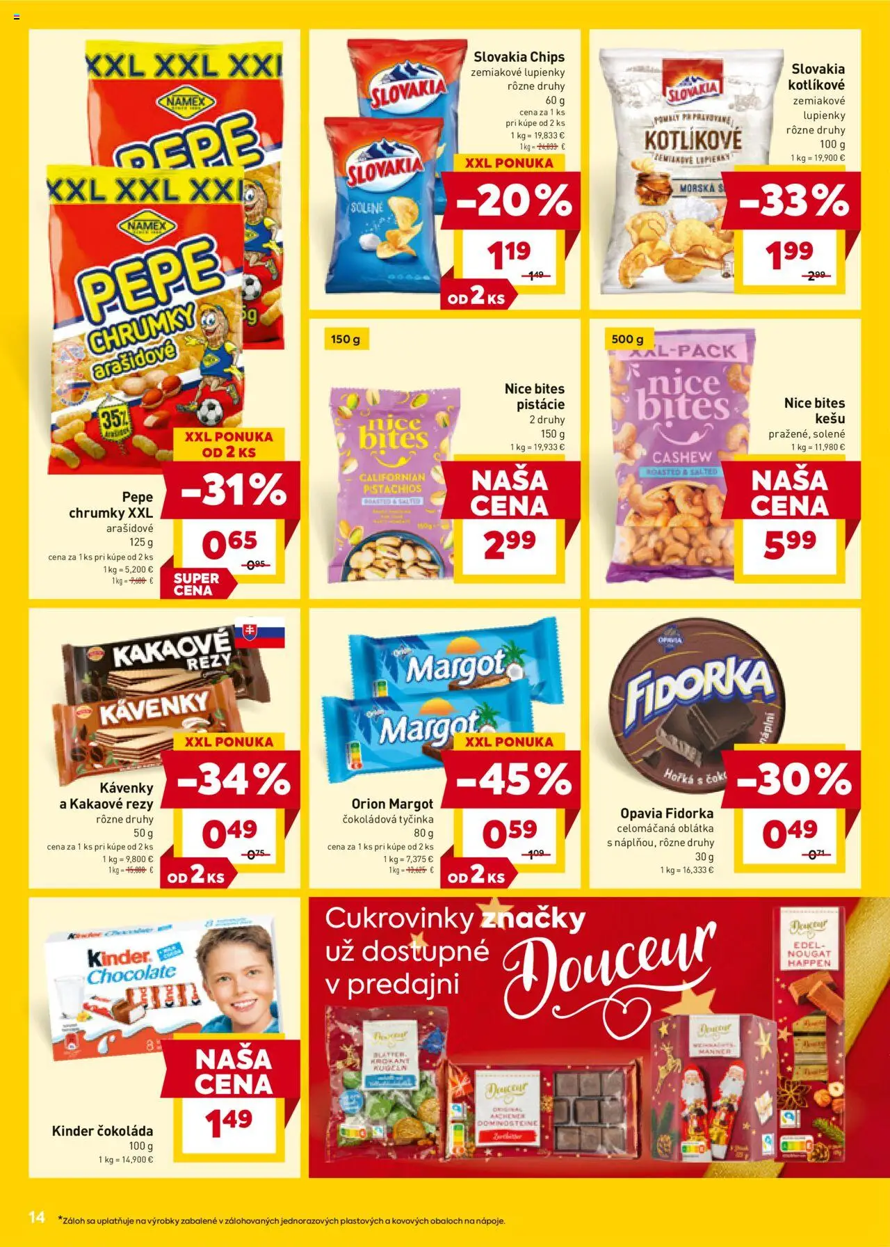 Nové Billa akcie – leták je platný od 22.10.2025 | Strana: 14 | Produkty: Kinder, Čokoláda, Pistácie