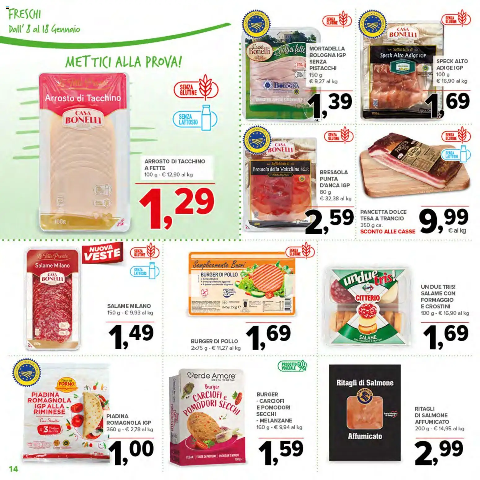 Volantino Todis del 08.01.2026 | Pagina: 14 | Prodotti: Tacchino, Formaggio, Crostini, Mortadella