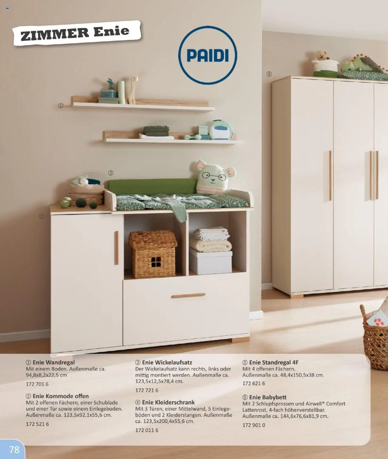 Vedes - Babykatalog - gültig ab dem 01.07.2025 | Seite: 78 | Produkte: Wandregal, Kleiderschrank, Kommode, Tür