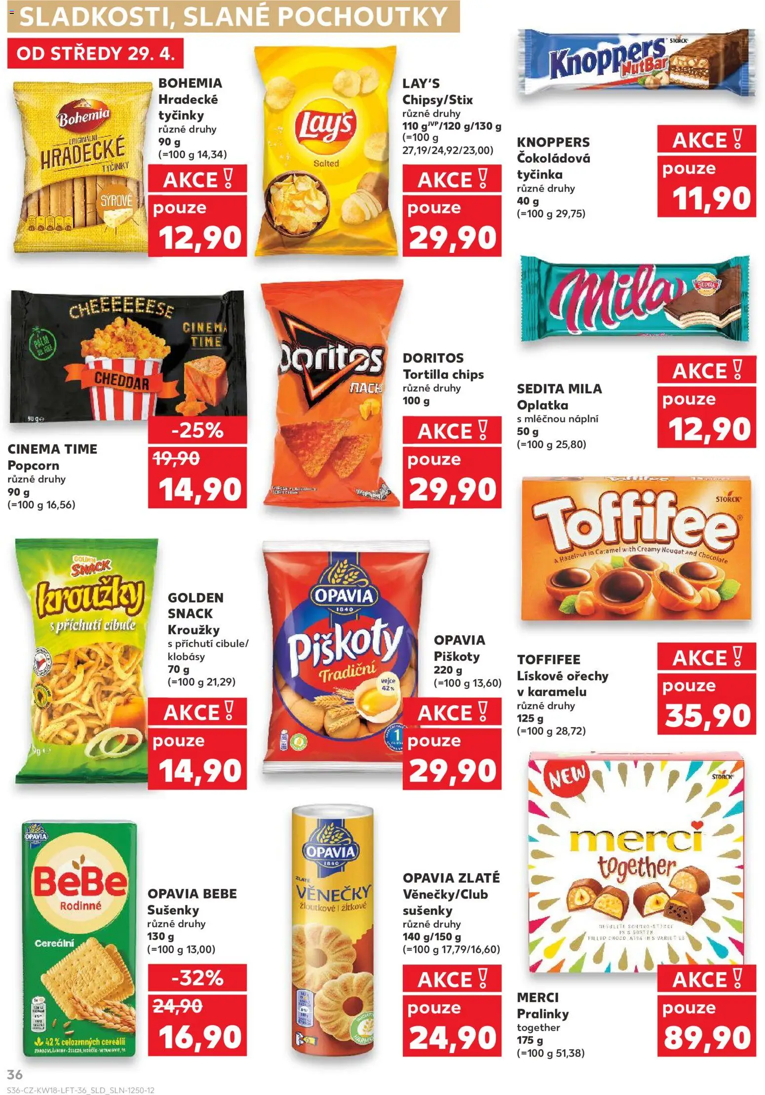Kaufland leták - Plzeň Bory od 29.04.2026 | Strana: 36 | Produkty: Merci, Popcorn, Cibule, Sušenky
