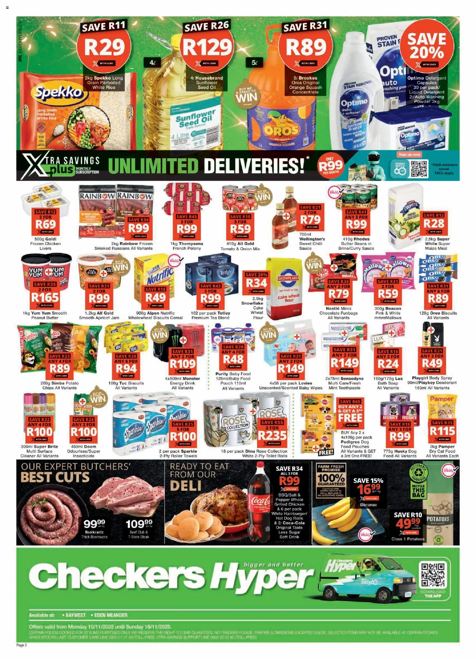 New Checkers catalogue – valid from 10.11.2025 | Page: 2 | Products: Flour, Jam, Boerewors, Bath