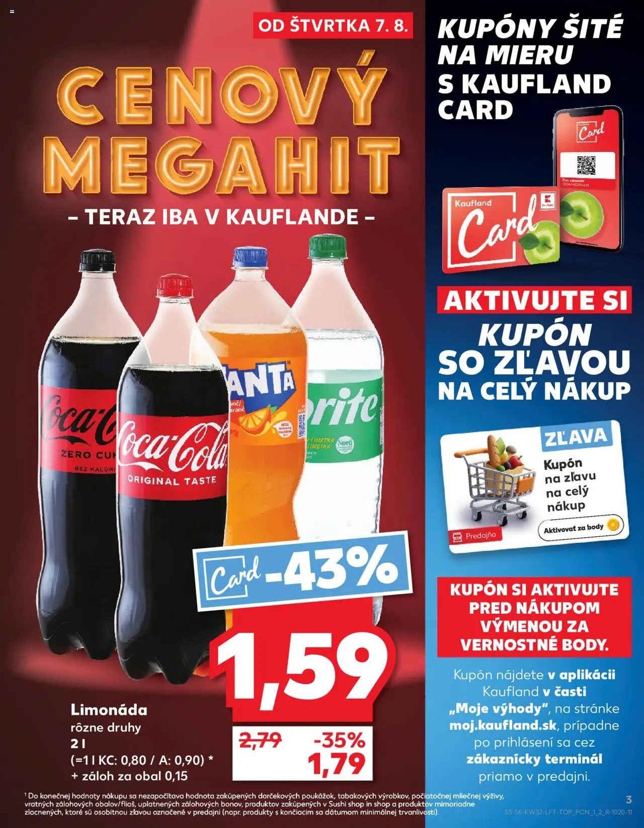 Kaufland SK akciós ujság - amely érvényes a következő dátumtól: 07.08.2025 | Oldal: 3 | Termékek: Coca Cola, Sushi, Cola, Só