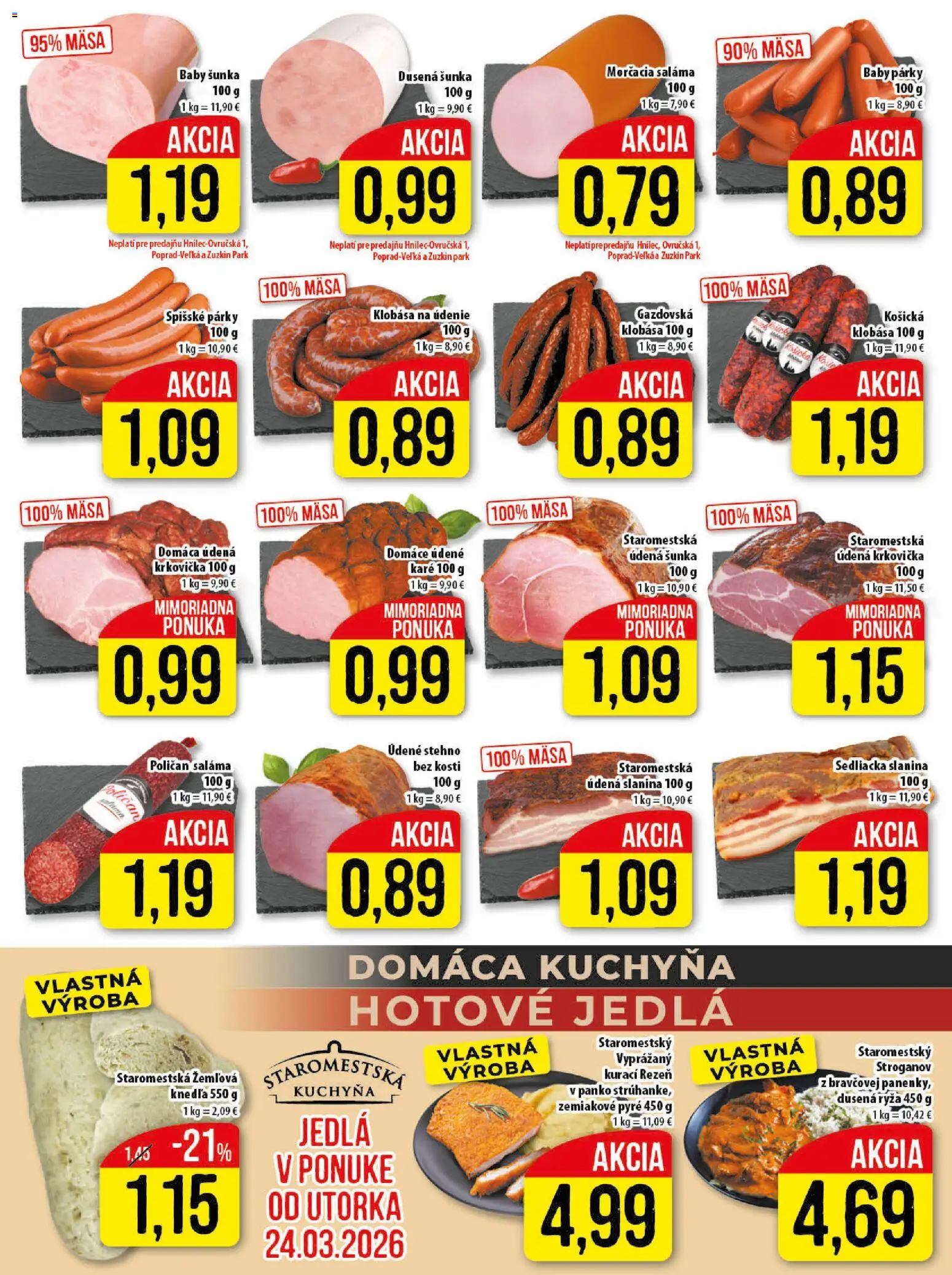 Nové Klas akcie – leták je platný od 23.03.2026 | Strana: 5 | Produkty: Kuchyňa, Klobása, Párky