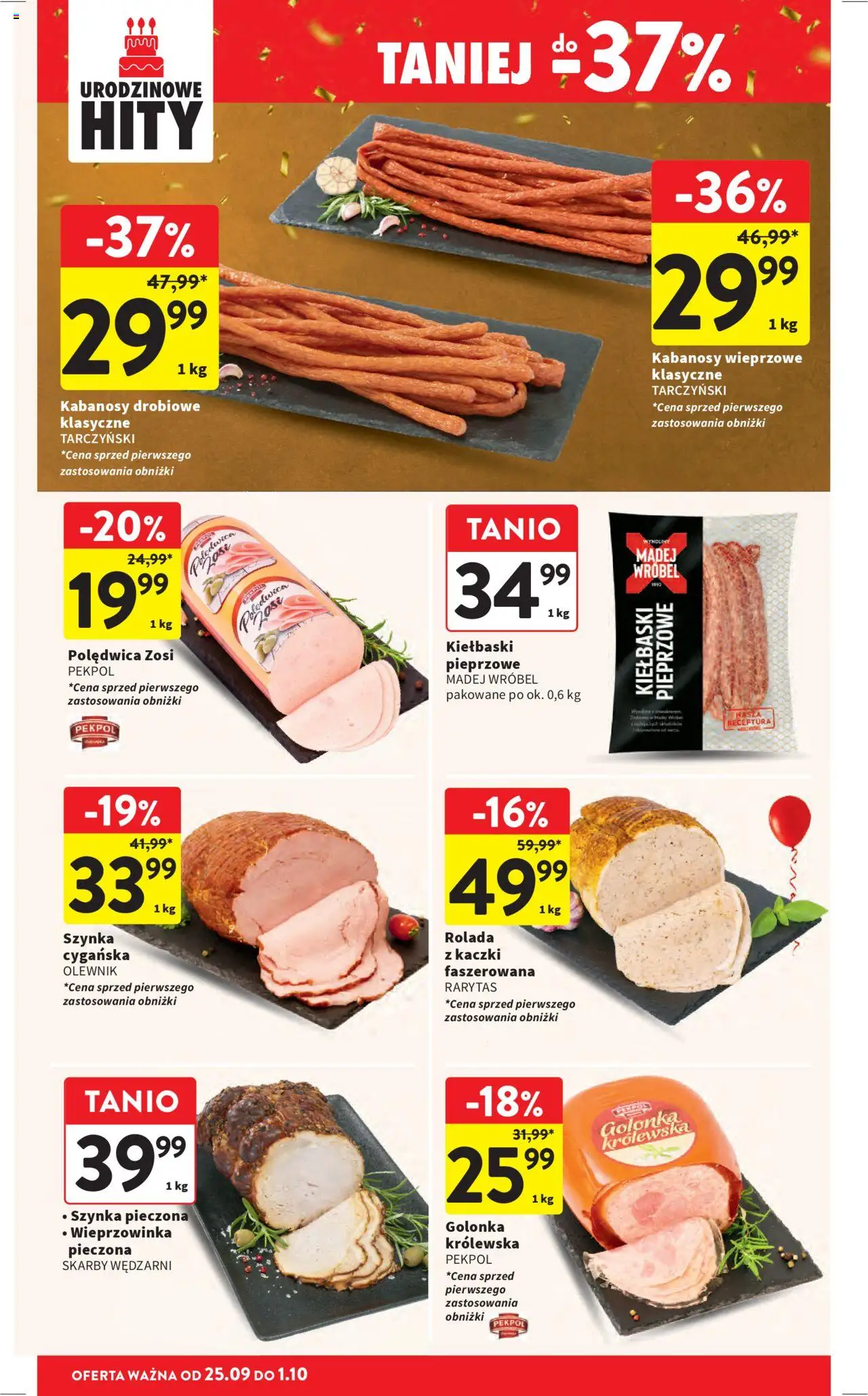 Intermarche Gazetka od 25.09.2025 | Strona: 22 | Produkty: Rolada, Kabanosy, Kiełbaski, Szynka