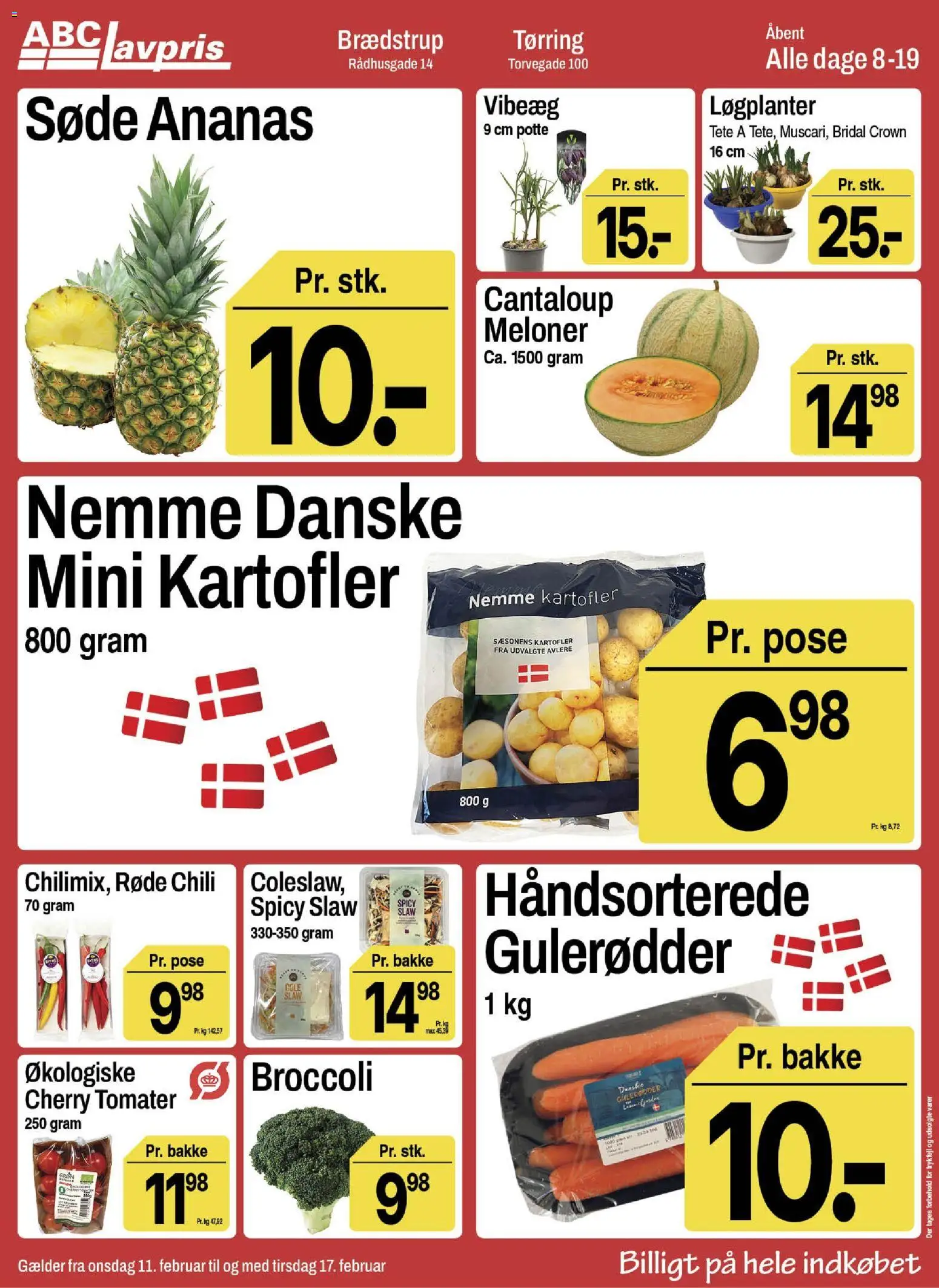Abc Lavpris tilbudsavis – gyldig fra 11.02.2026 | Side: 3 | Produkter: Ananas, Gulerødder, Broccoli, Cherry