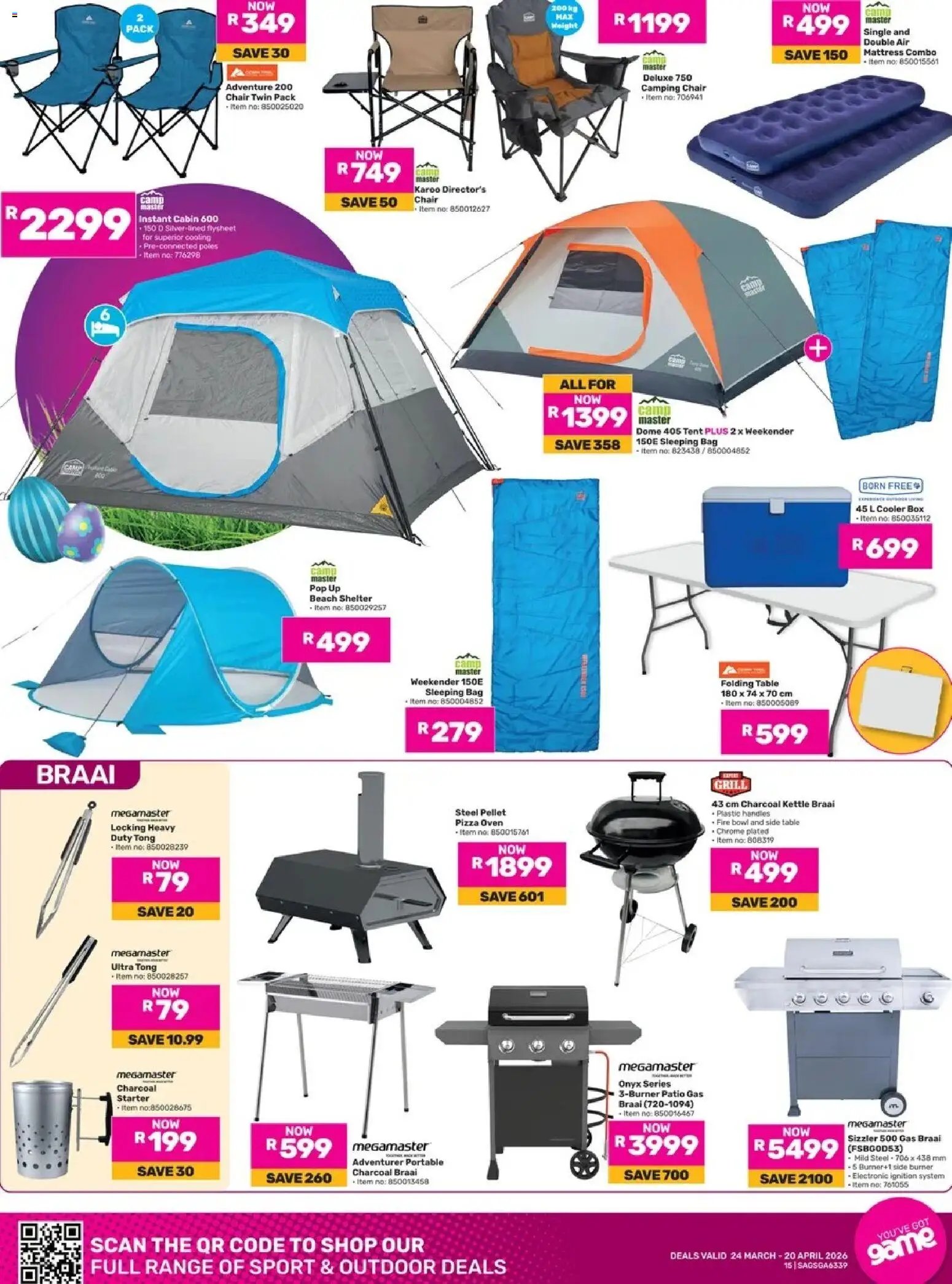 New Game catalogue – valid from 24.03.2026 | Page: 15 | Products: Bag, Grill, Mattress, Table
