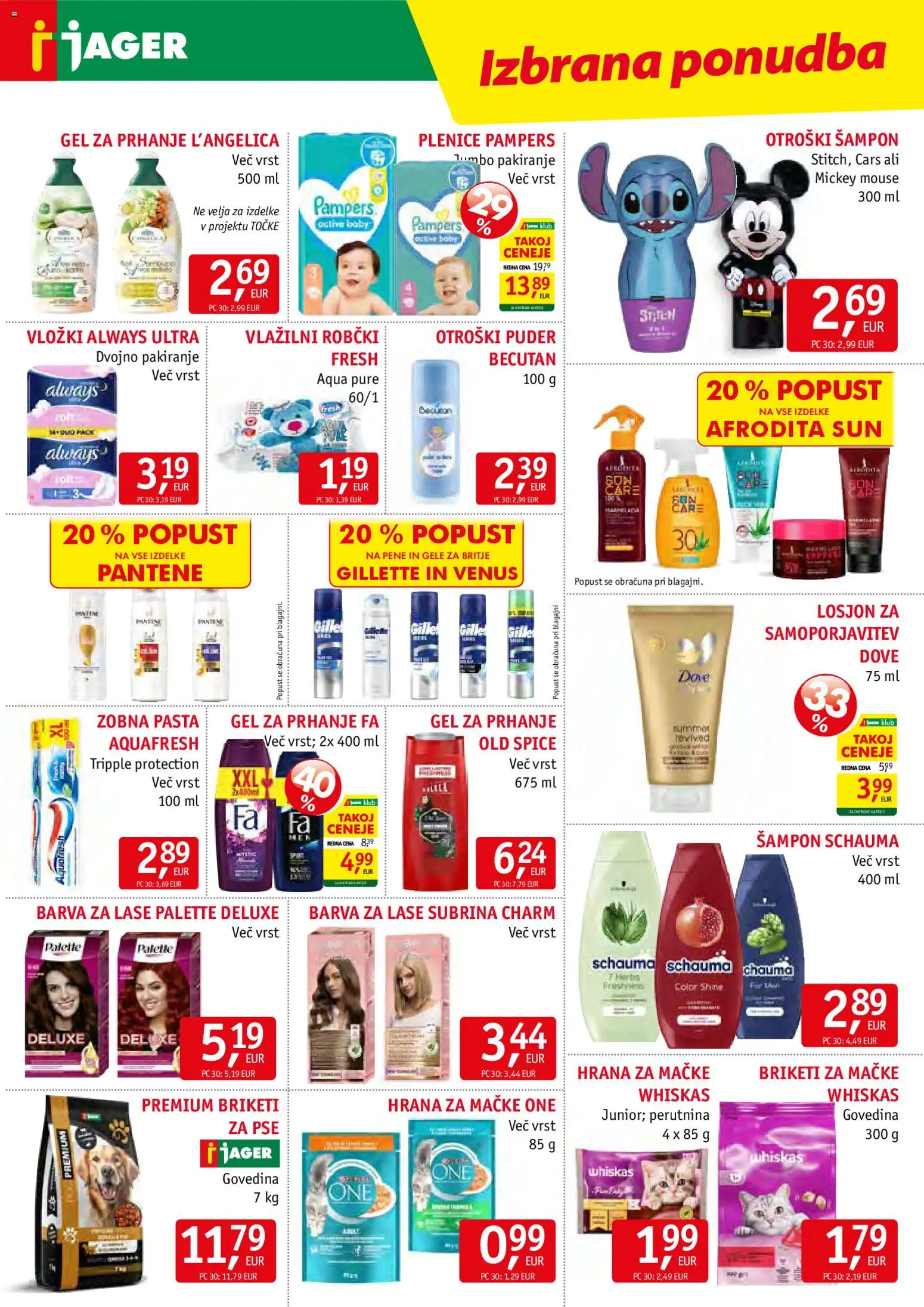 Novi Jager katalog ponudbe – veljaven od 22.04.2026 | Stran: 14 | Izdelki: Hrana za mačke, Puder, Sampon, Barva