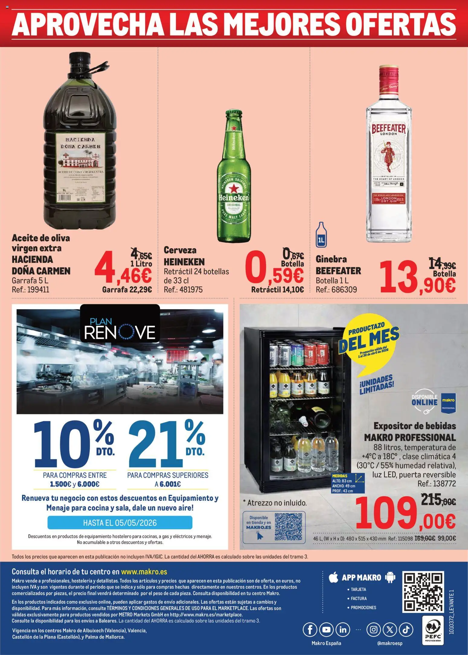 Makro Precios Levante │ válido desde el 06.04.2026 | Página: 8 | Productos: Aceite, Aceite de oliva virgen extra, Peso, Σπανάκι
