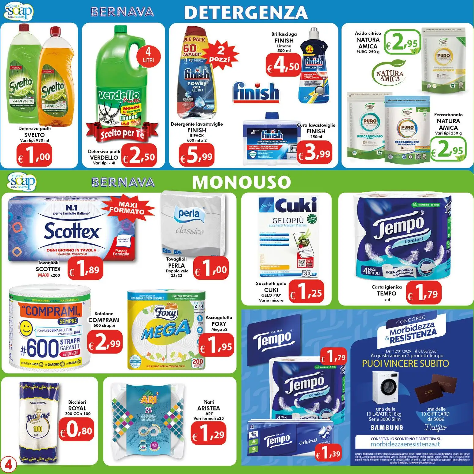 Volantino Bernava del 27.02.2026 | Pagina: 4 | Prodotti: Detergente, Tè, Limone, Samsung