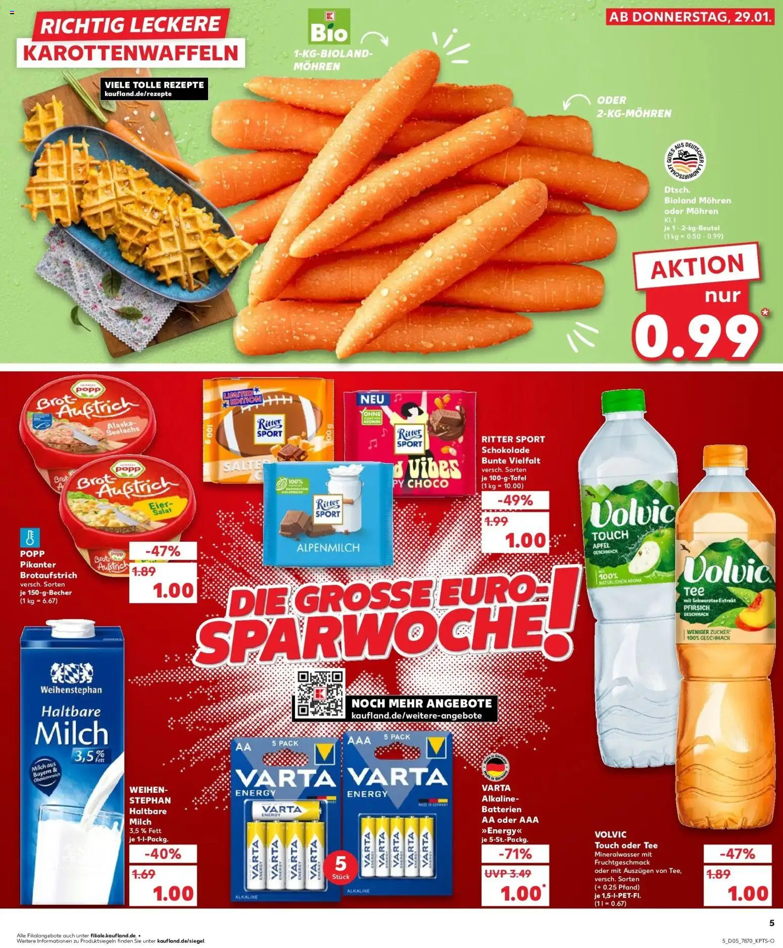 Kaufland prospekt Sindelfingen	 – gültig ab 02.02.2026 | Seite: 5 | Produkte: Haltbare milch, Ritter sport, Äpfel, Pfirsich