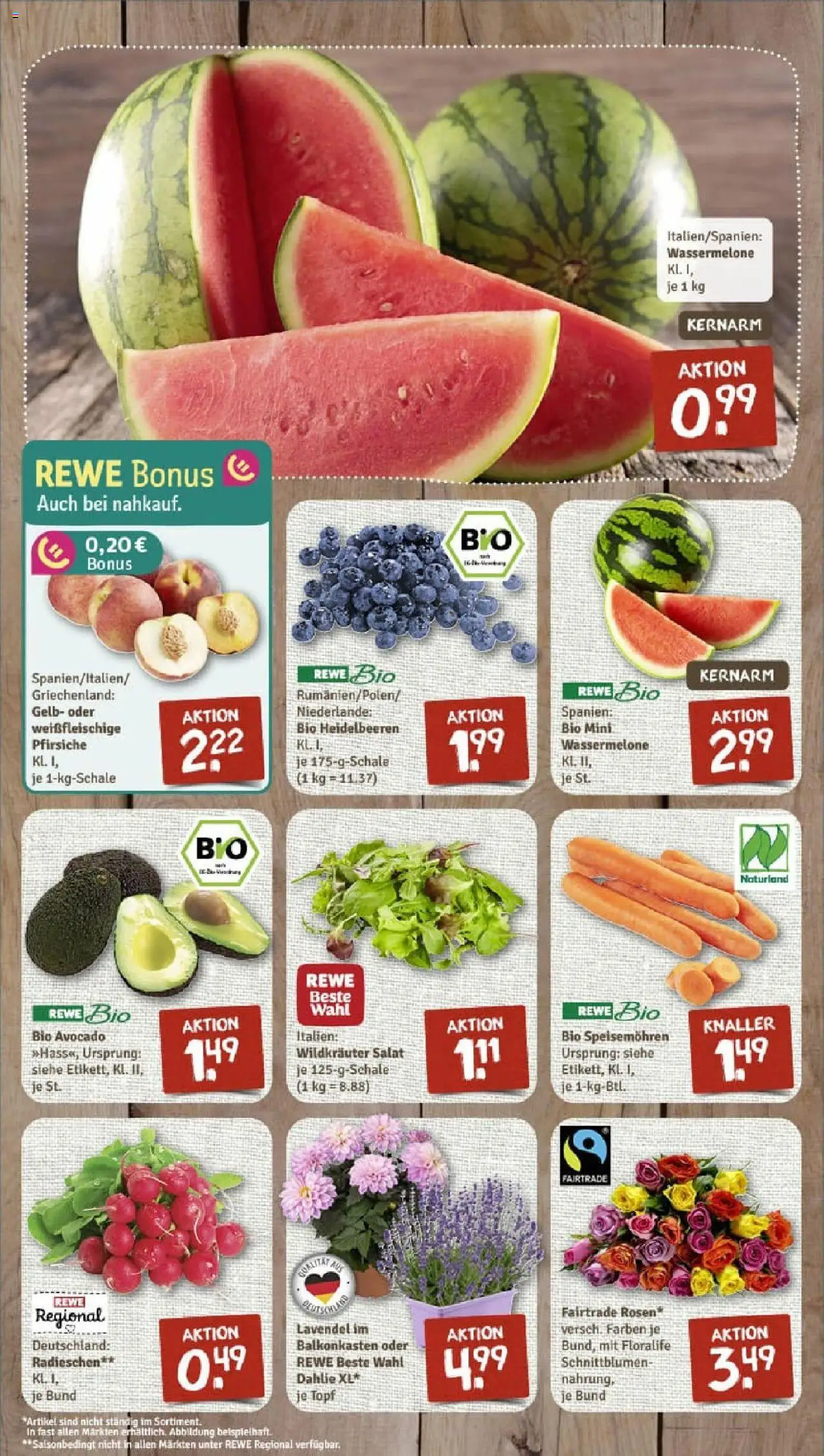 Rewe prospekt Arnbruck	 - gültig ab dem 29.06.2025 | Seite: 3 | Produkte: Heidelbeeren, Wassermelone, Lavendel, Salat