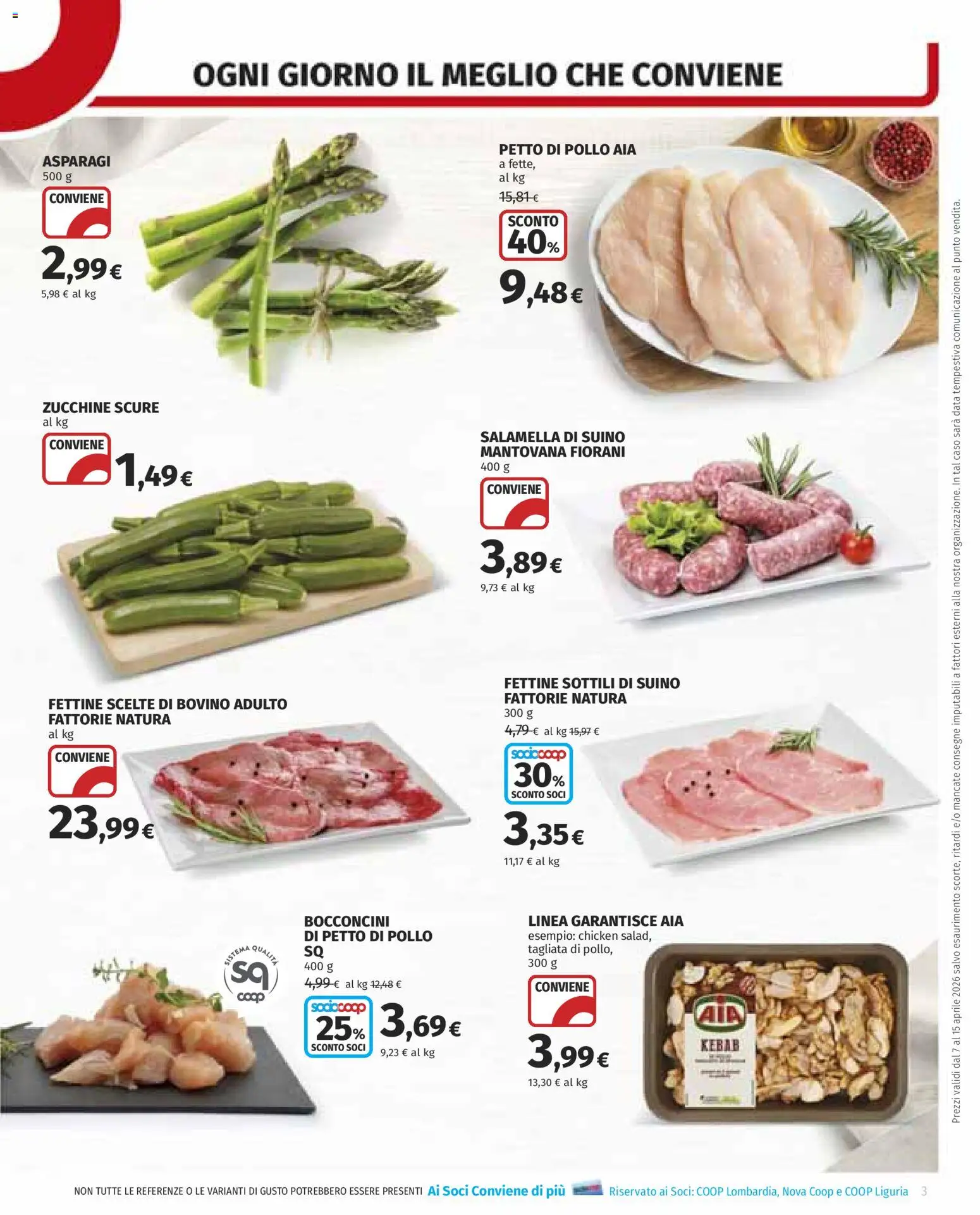 Volantino COOP del 07.04.2026 | Pagina: 3 | Prodotti: Bovino, Petto di Pollo, Data, Zucchine