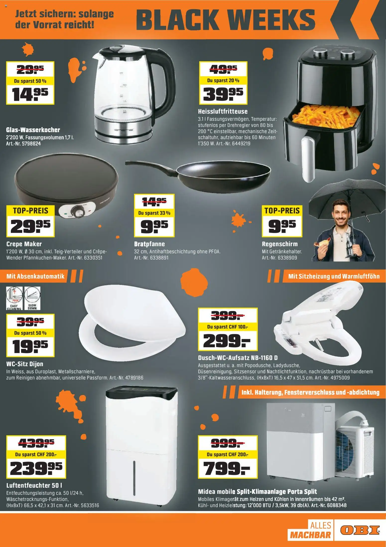OBI - Alles machbar mit OBI. – gültig ab 15.11.2025 | Seite: 3 | Produkte: Klimagerät, Regenschirm, Heißluftfritteuse