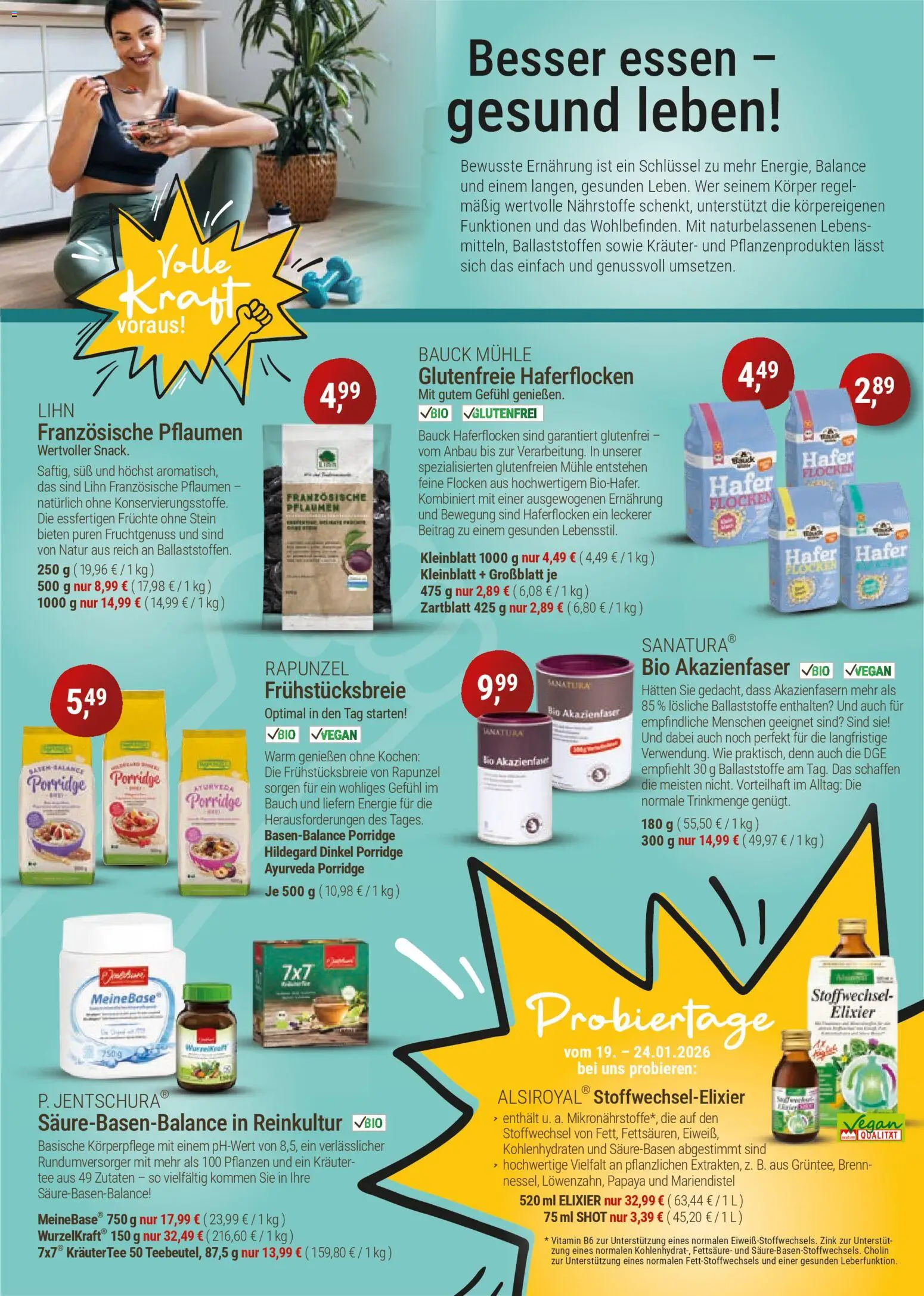 Reformhaus Bacher Prospekt 	 – gültig ab 01.01.2026 | Seite: 3 | Produkte: Mühle, Pflaumen, Tee, Flocken