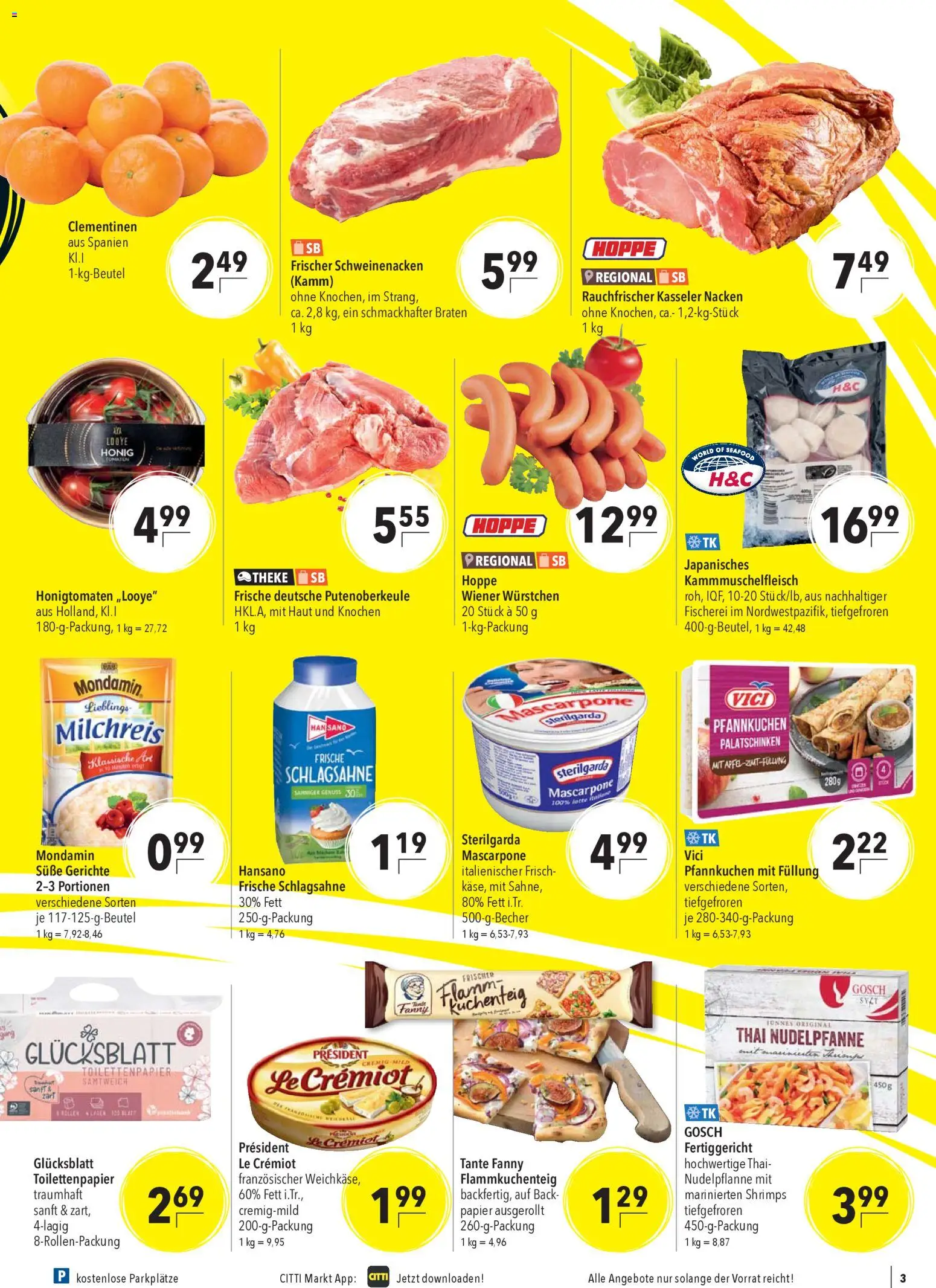 CITTI Markt Prospekt 	 – gültig ab 19.11.2025 | Seite: 3 | Produkte: Theke, Schweinenacken, Pfannkuchen, Kasseler nacken