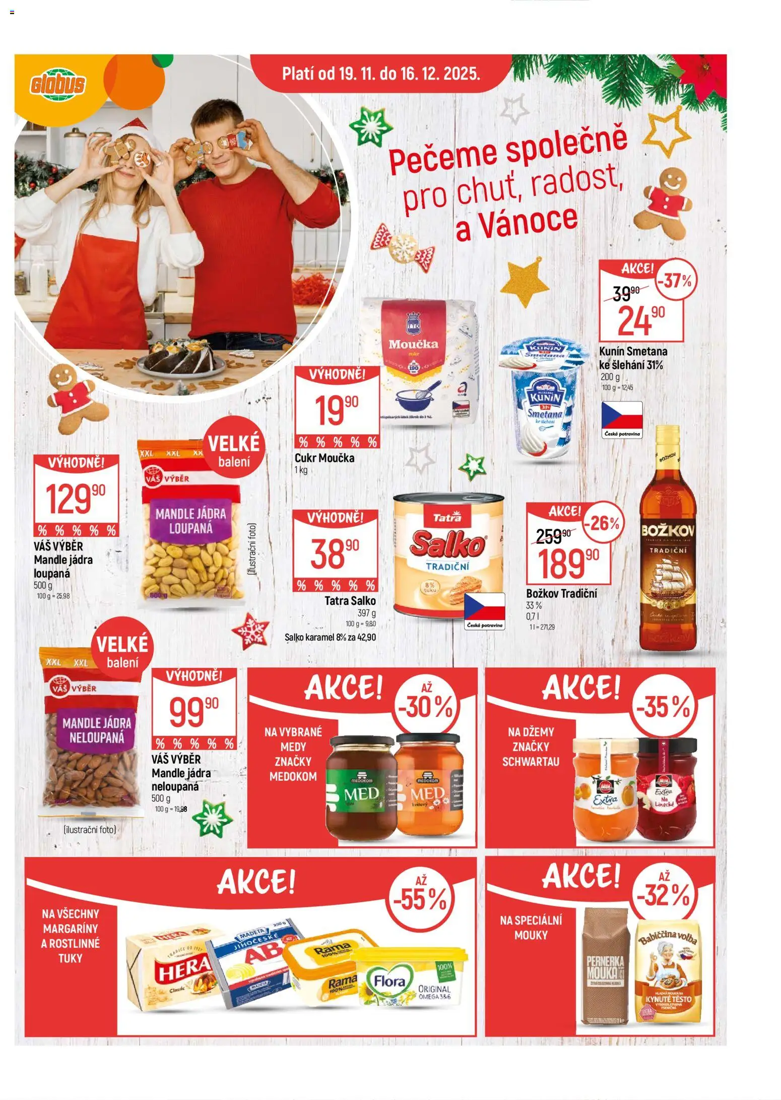 Globus leták - Liberec od 19.11.2025 | Strana: 1 | Produkty: Salko, Božkov, Kynuté těsto, Flora