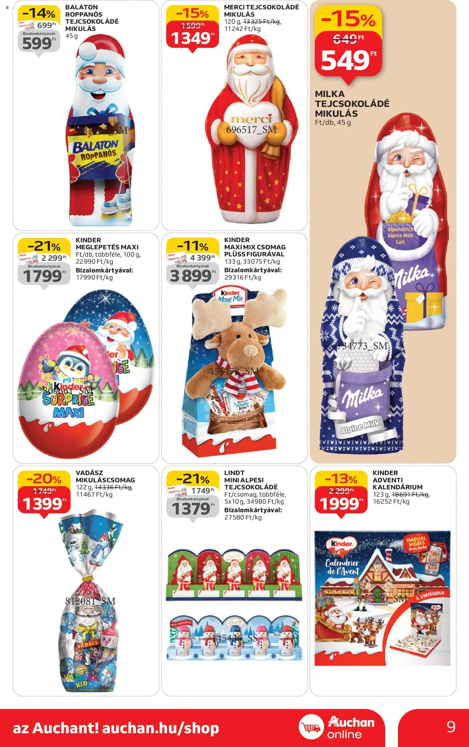 Auchan akciós ujság - amely érvényes a következő dátumtól: 13.11.2025 | Oldal: 9 | Termékek: Plüss, Tejcsokoládé