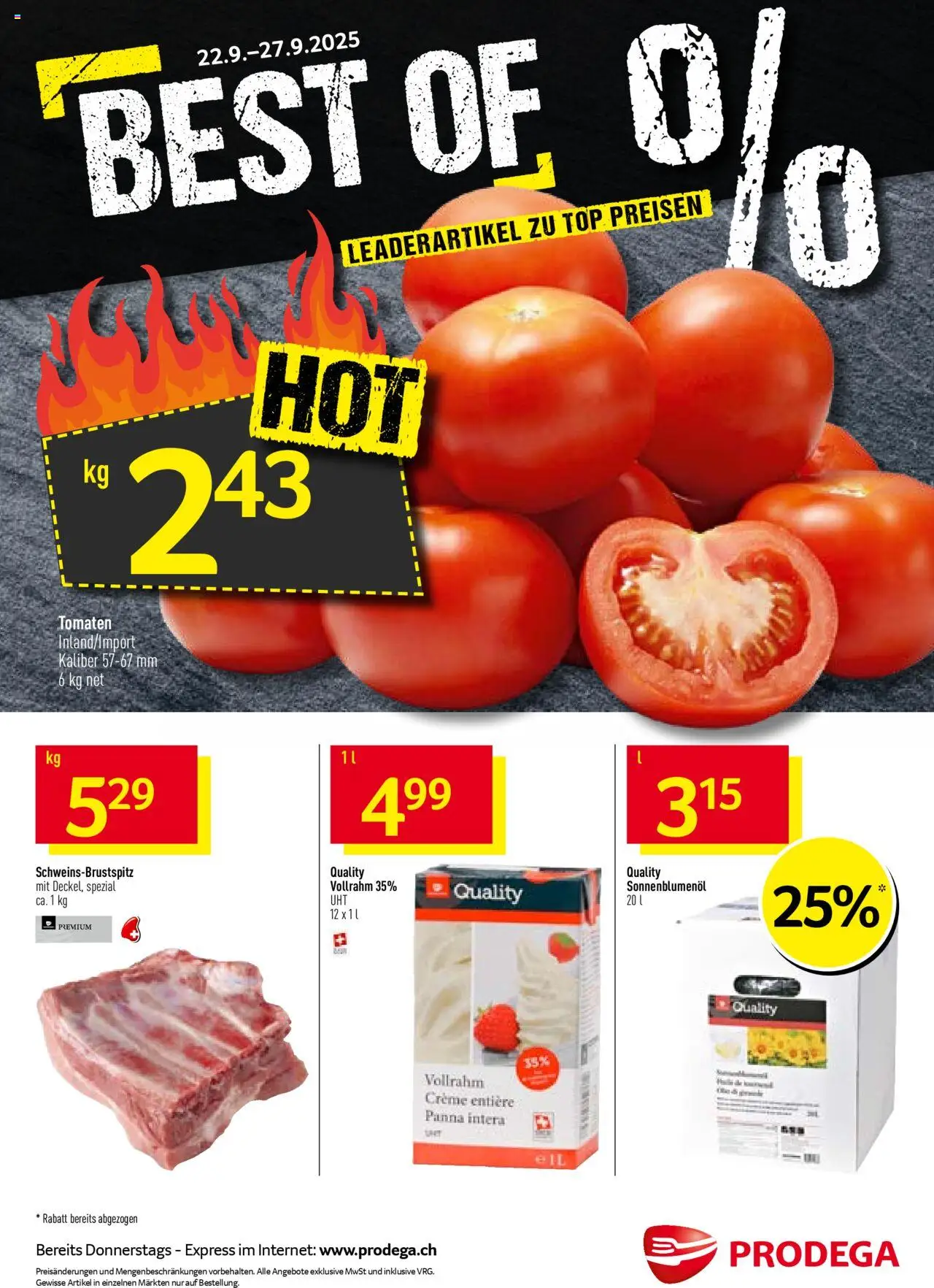 Prodega Aktionen – gültig ab 22.09.2025 | Seite: 1 | Produkte: Tomaten, Top, Creme