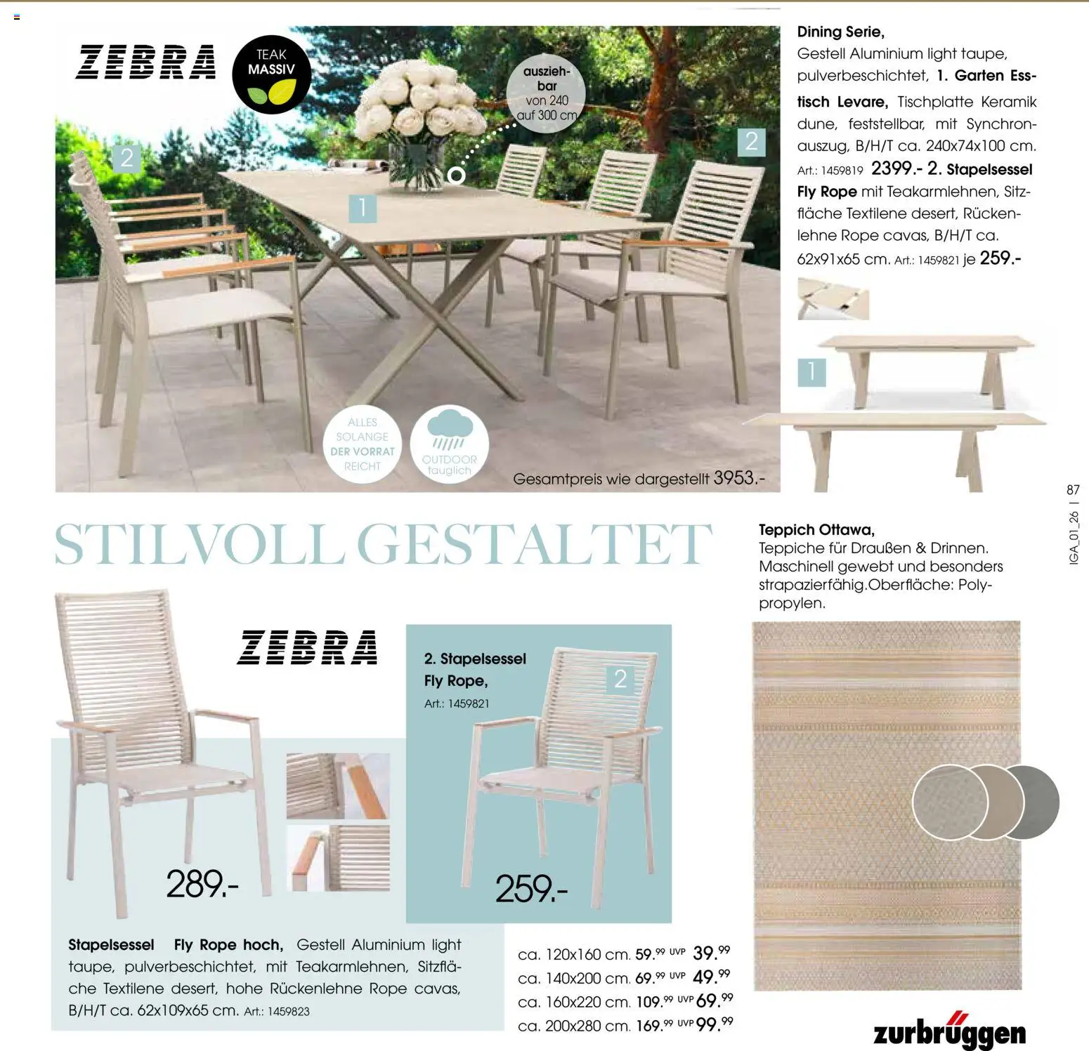 Zurbrüggen Sommer 2026 – gültig ab 19.03.2026 | Seite: 87 | Produkte: Tisch, Teppich