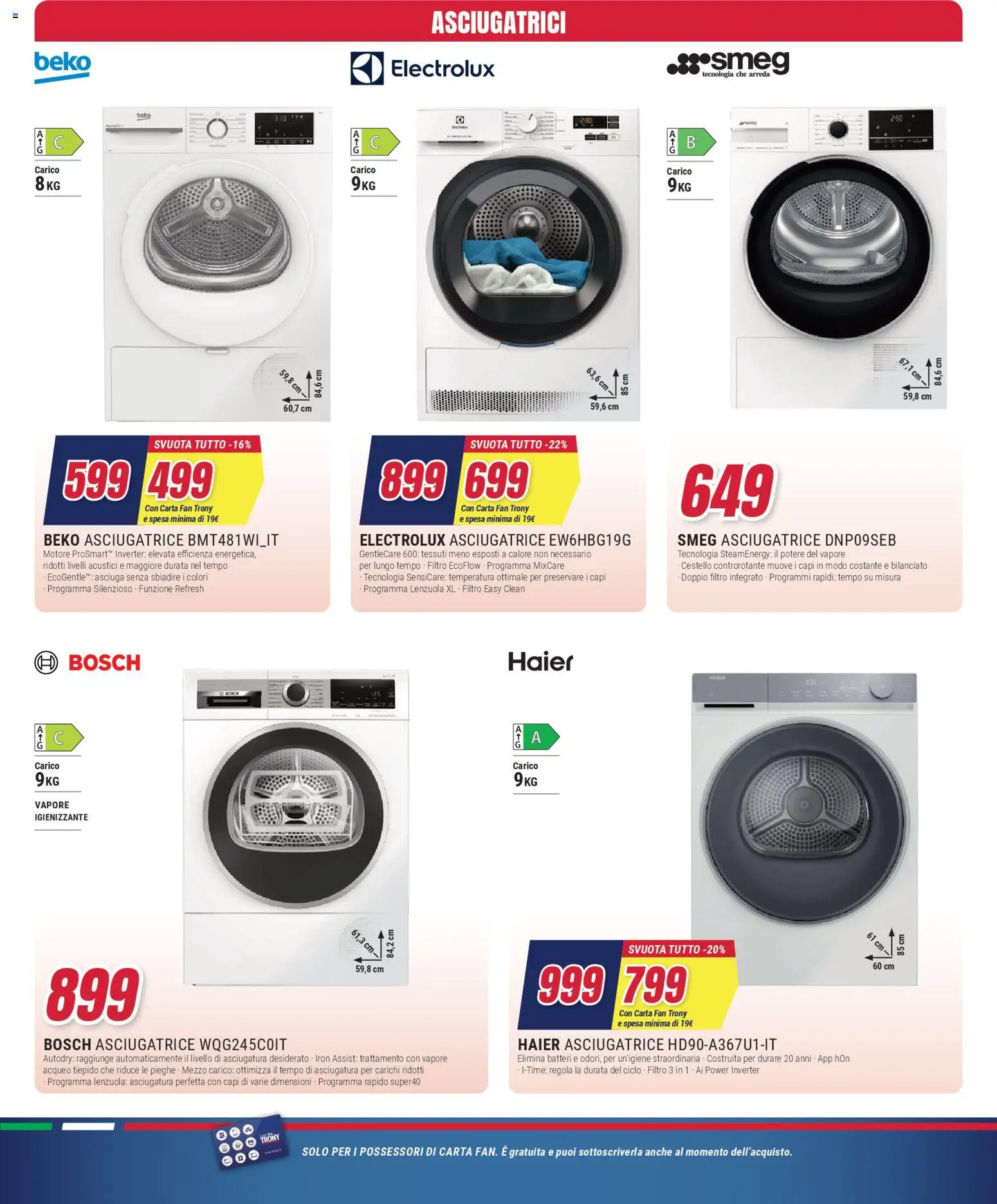 Volantino Trony del 15.01.2026 | Pagina: 22 | Prodotti: Asciugatrice, Fan, Lenzuola
